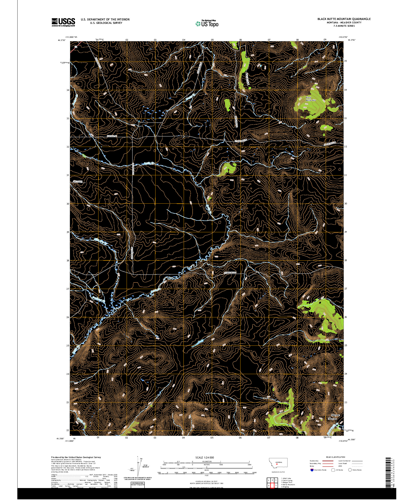 USGS US TOPO 7.5-MINUTE MAP FOR BLACK BUTTE MOUNTAIN, MT 2020