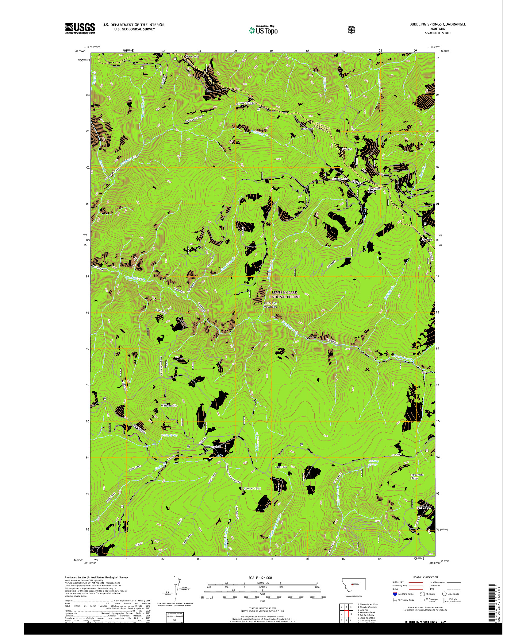 USGS US TOPO 7.5-MINUTE MAP FOR BUBBLING SPRINGS, MT 2020