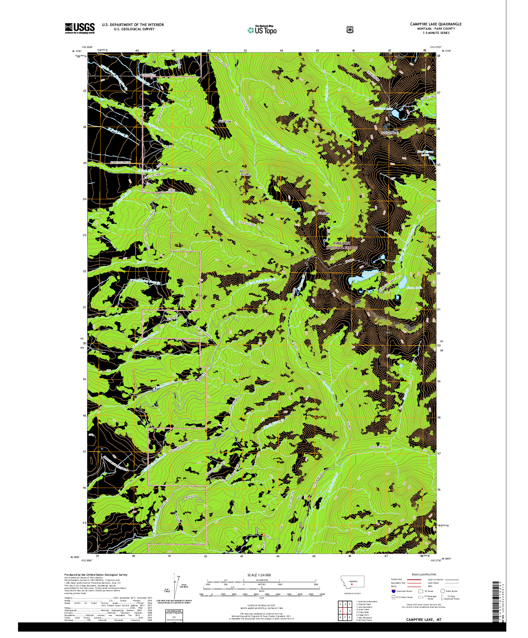 USGS US TOPO 7.5-MINUTE MAP FOR CAMPFIRE LAKE, MT 2020