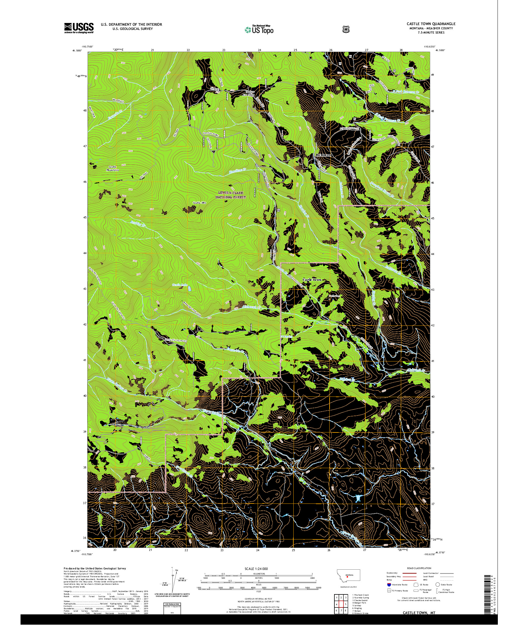 USGS US TOPO 7.5-MINUTE MAP FOR CASTLE TOWN, MT 2020