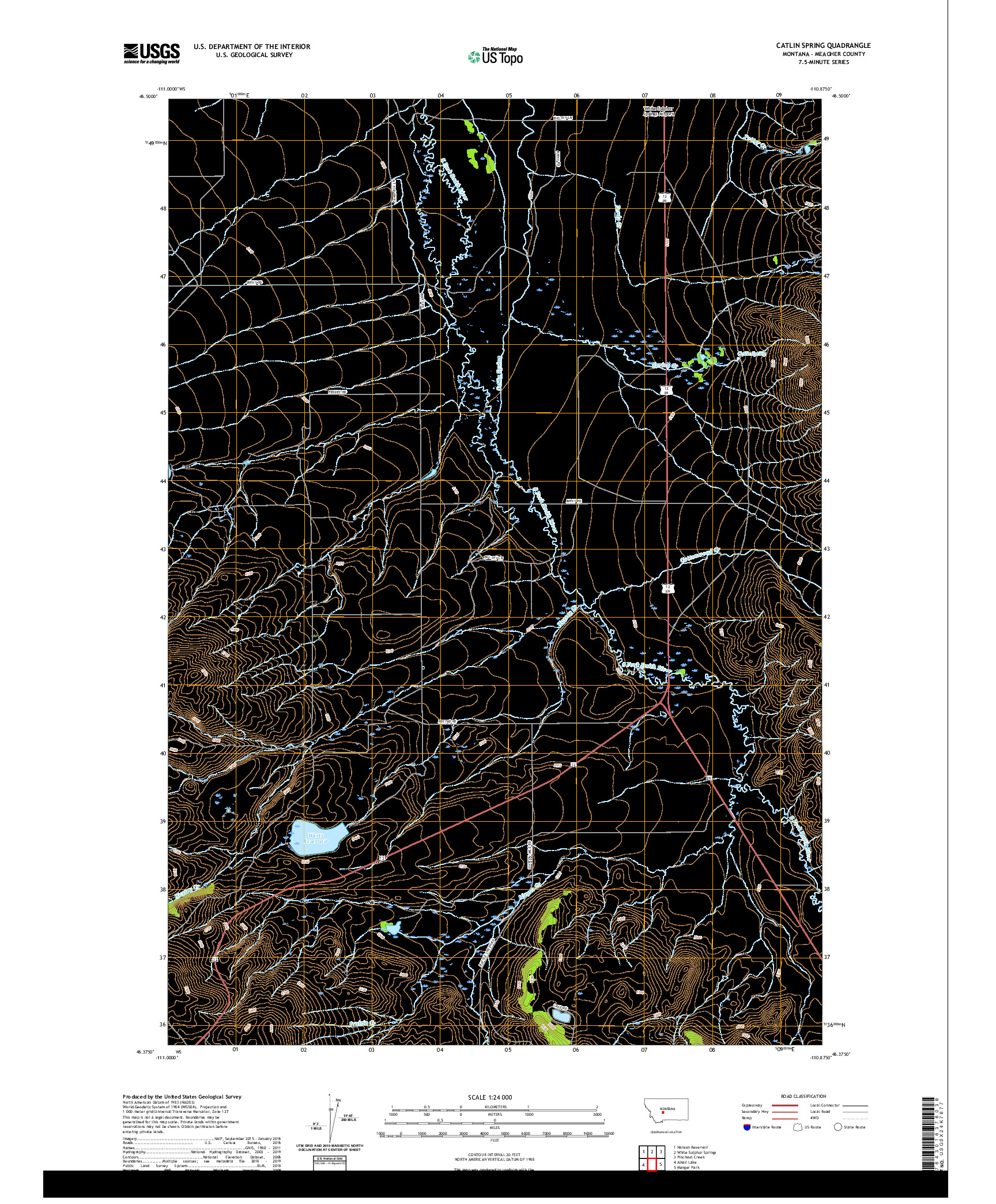 USGS US TOPO 7.5-MINUTE MAP FOR CATLIN SPRING, MT 2020