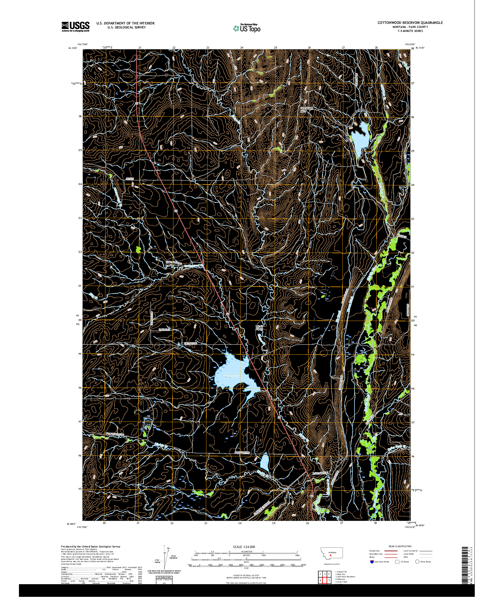 USGS US TOPO 7.5-MINUTE MAP FOR COTTONWOOD RESERVOIR, MT 2020