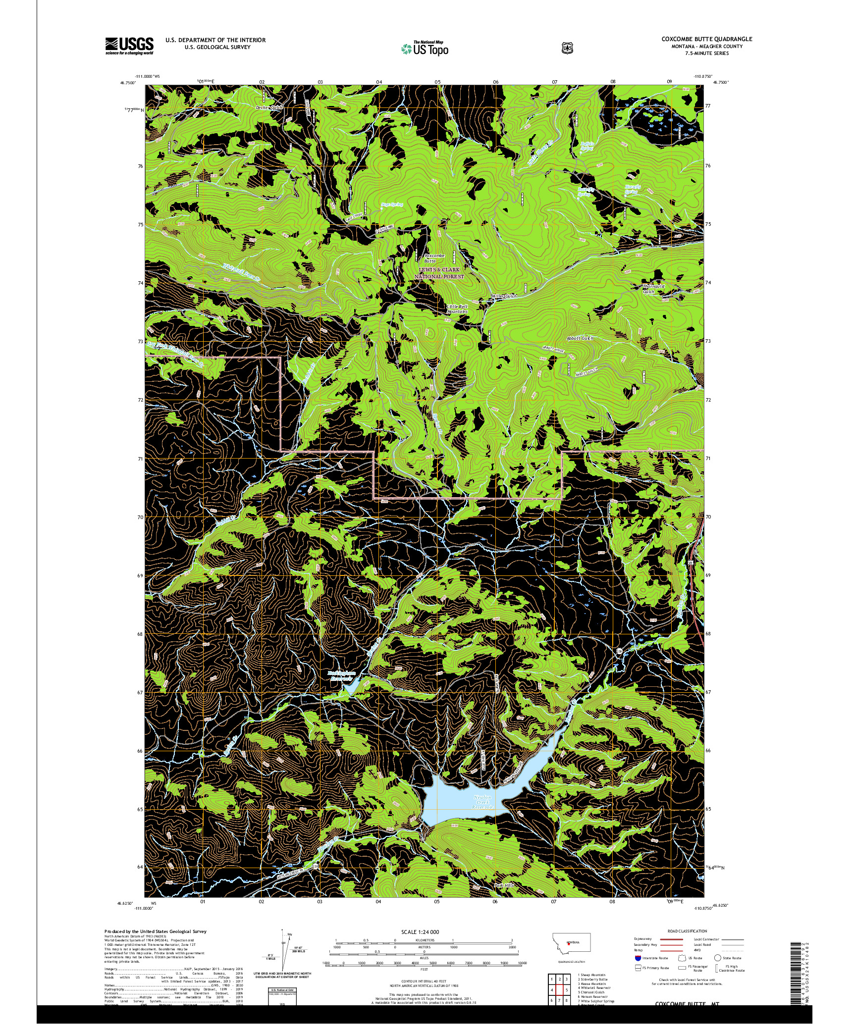 USGS US TOPO 7.5-MINUTE MAP FOR COXCOMBE BUTTE, MT 2020