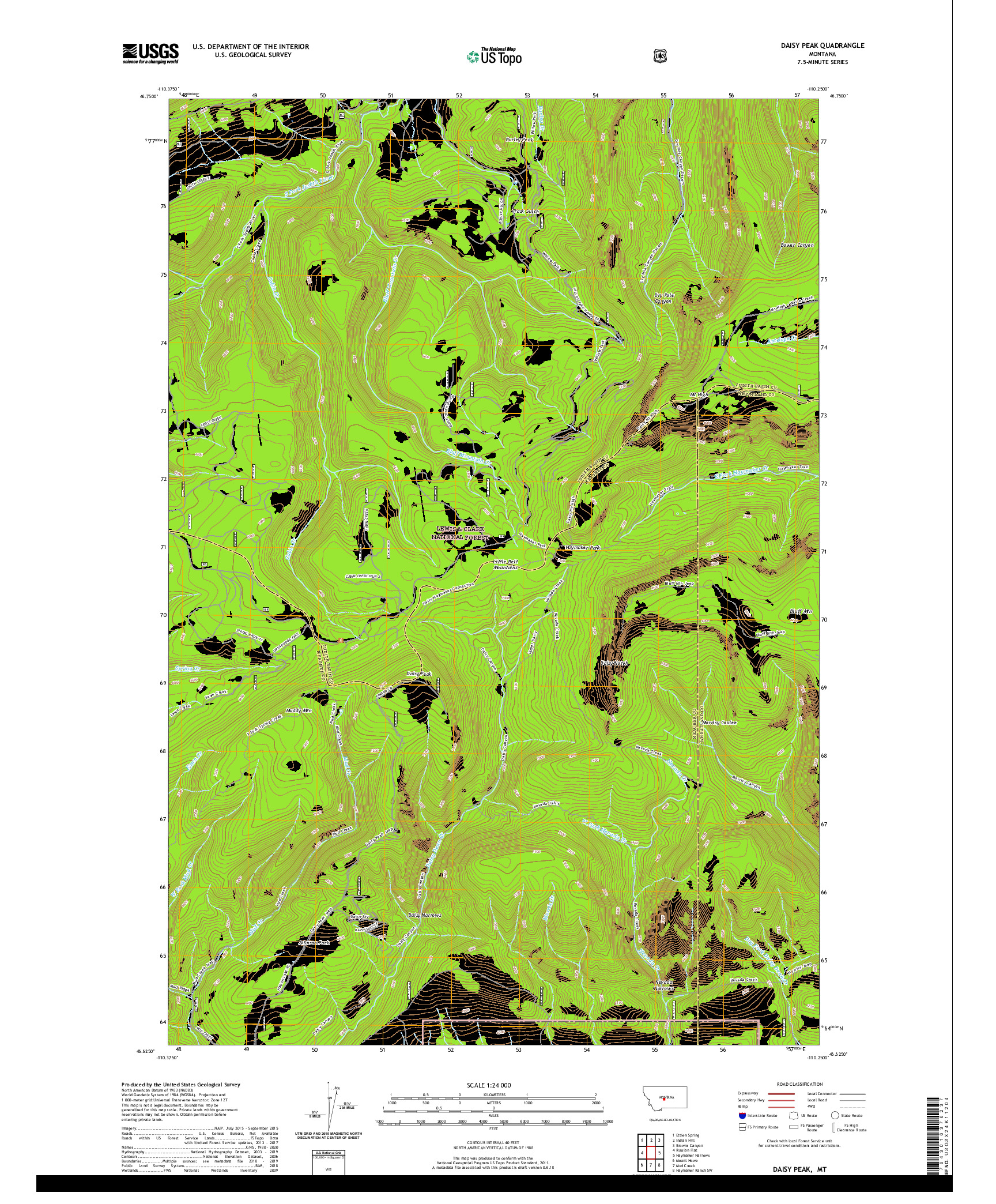 USGS US TOPO 7.5-MINUTE MAP FOR DAISY PEAK, MT 2020