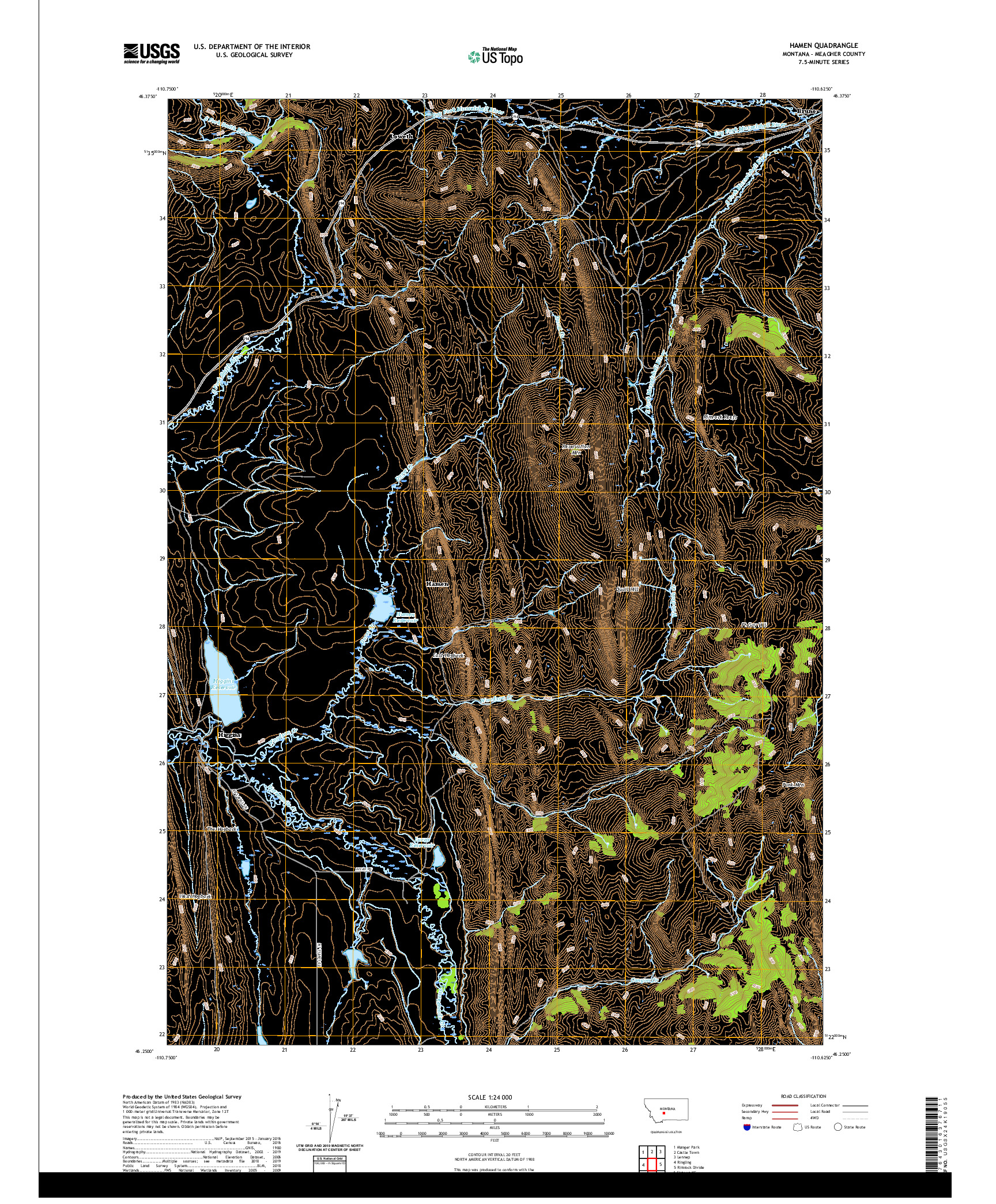 USGS US TOPO 7.5-MINUTE MAP FOR HAMEN, MT 2020