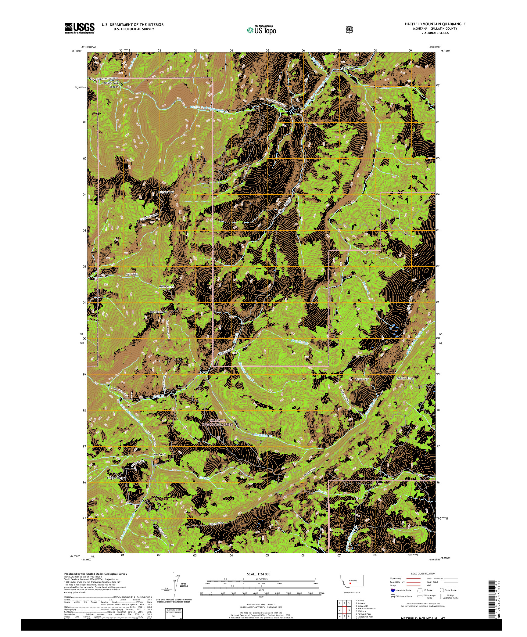 USGS US TOPO 7.5-MINUTE MAP FOR HATFIELD MOUNTAIN, MT 2020
