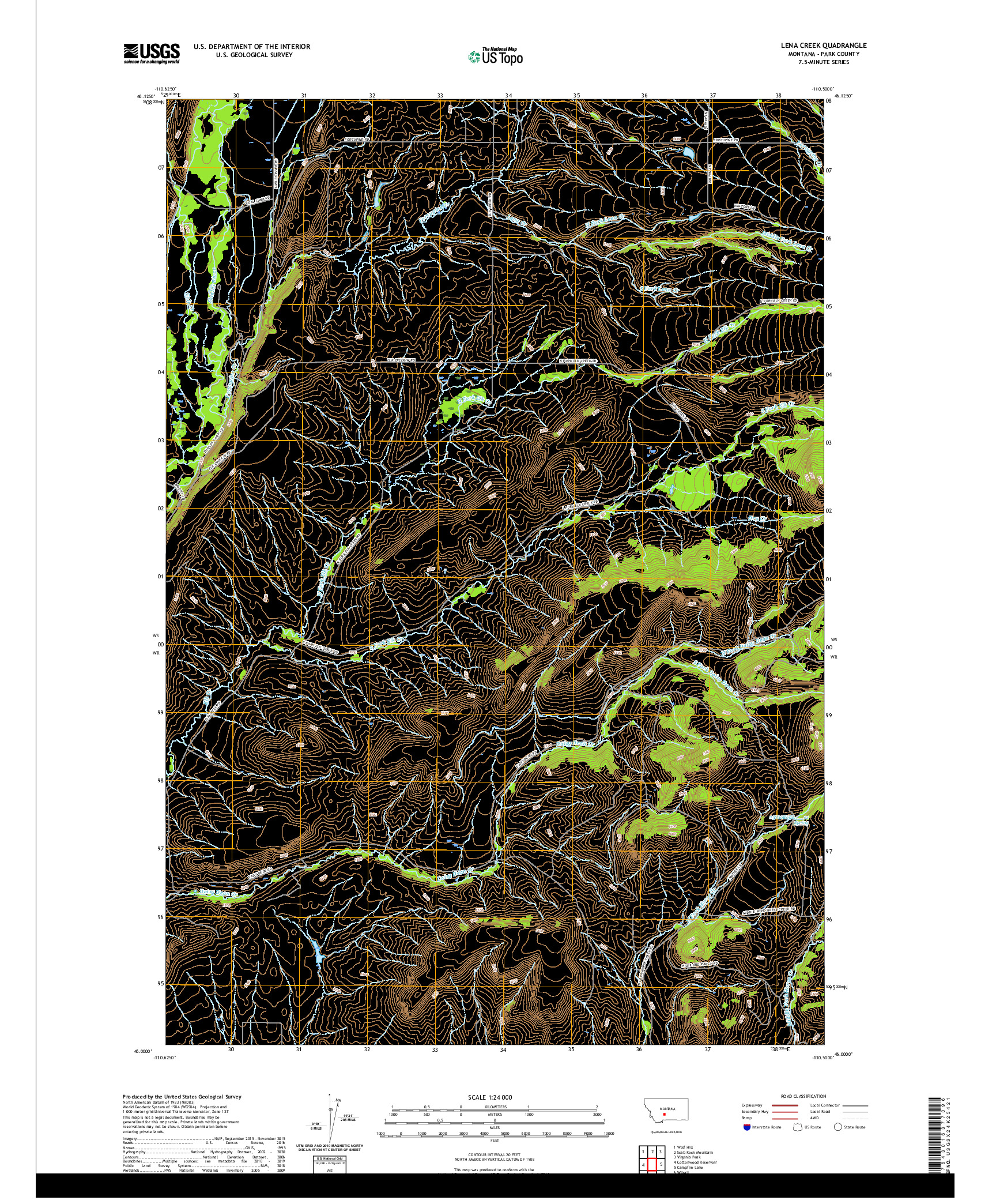 USGS US TOPO 7.5-MINUTE MAP FOR LENA CREEK, MT 2020