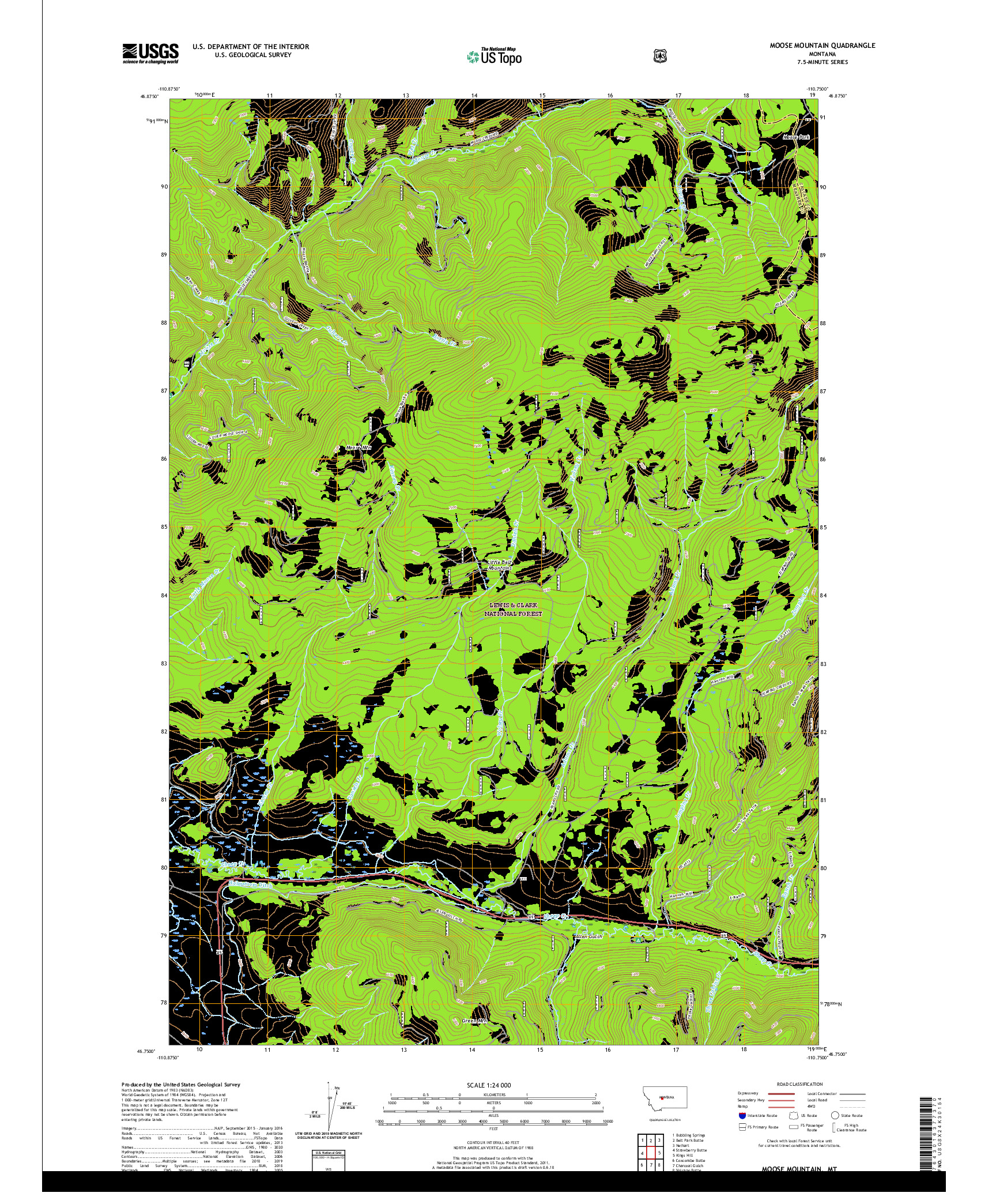 USGS US TOPO 7.5-MINUTE MAP FOR MOOSE MOUNTAIN, MT 2020