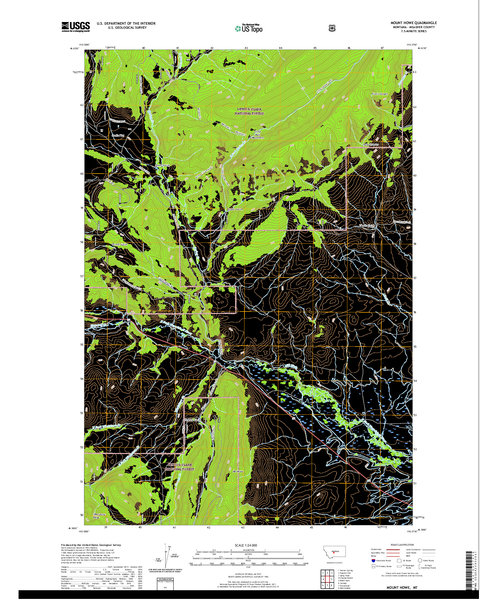 USGS US TOPO 7.5-MINUTE MAP FOR MOUNT HOWE, MT 2020