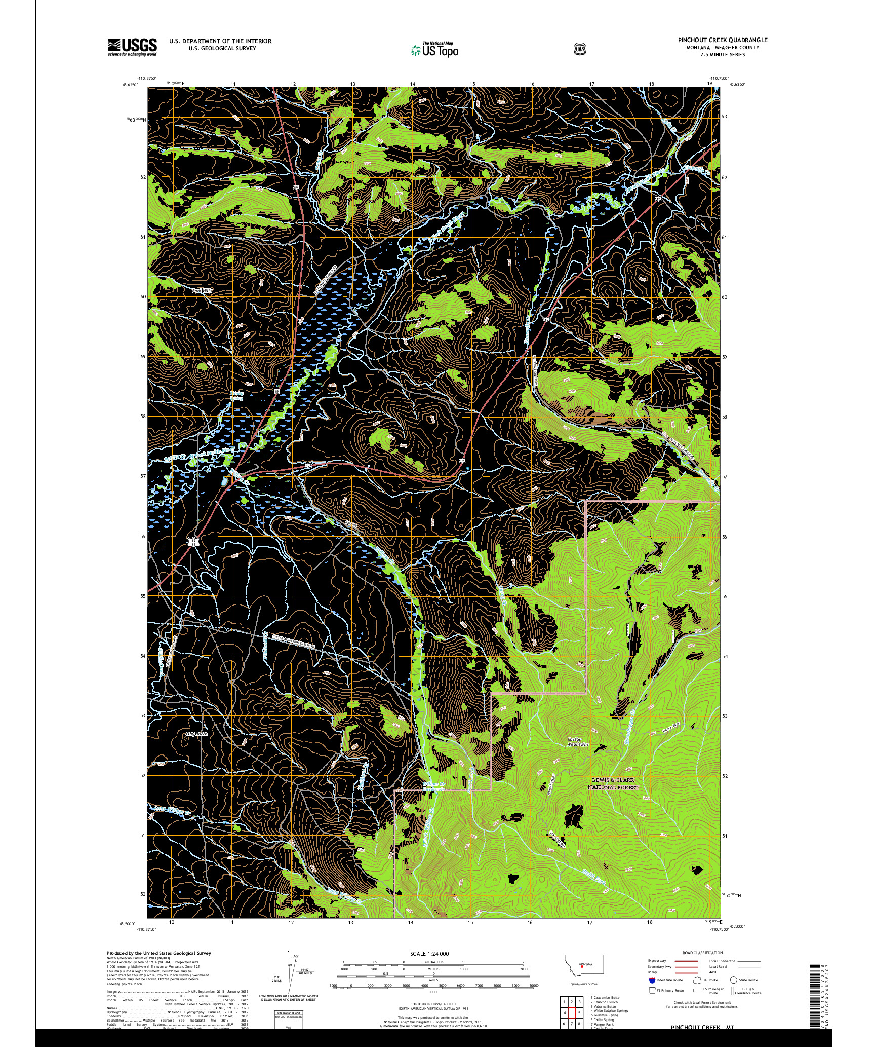USGS US TOPO 7.5-MINUTE MAP FOR PINCHOUT CREEK, MT 2020