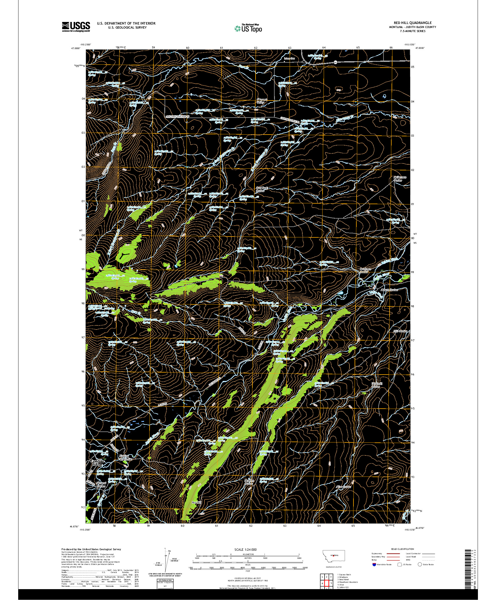 USGS US TOPO 7.5-MINUTE MAP FOR RED HILL, MT 2020