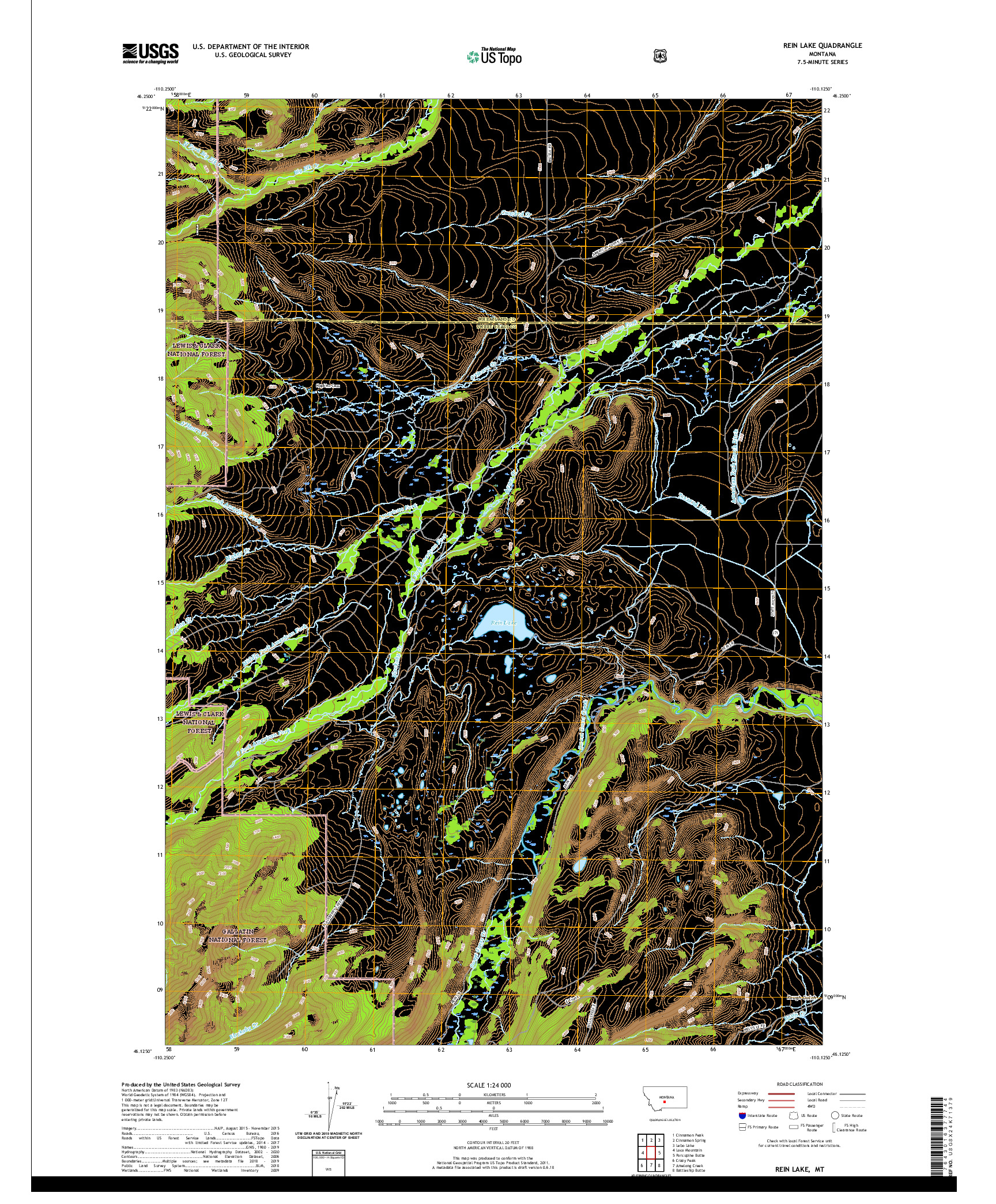 USGS US TOPO 7.5-MINUTE MAP FOR REIN LAKE, MT 2020