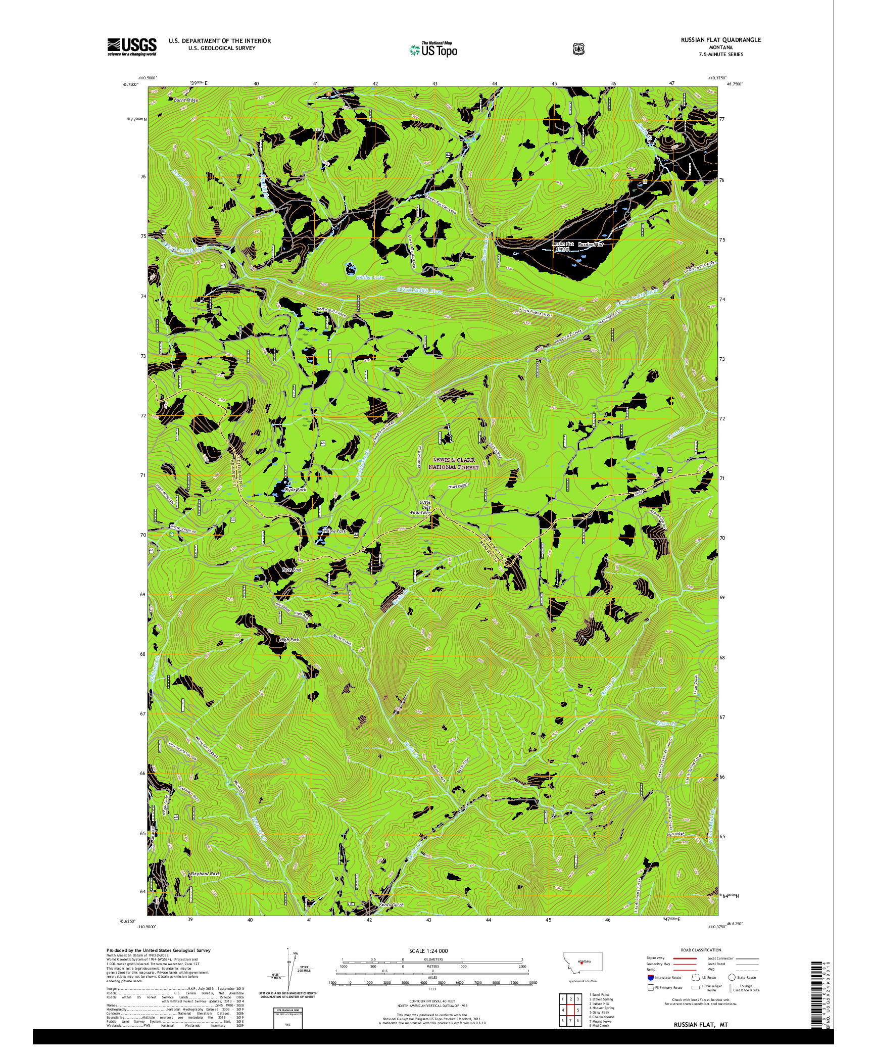 USGS US TOPO 7.5-MINUTE MAP FOR RUSSIAN FLAT, MT 2020