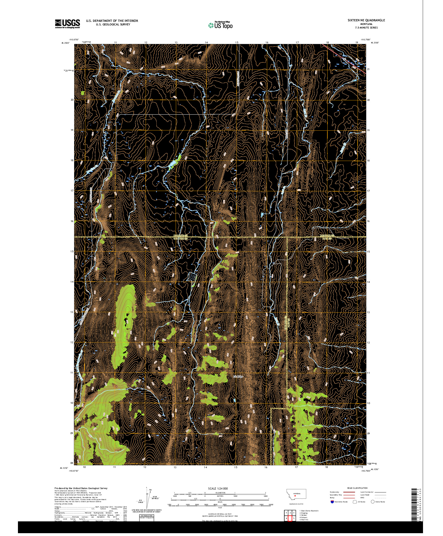 USGS US TOPO 7.5-MINUTE MAP FOR SIXTEEN NE, MT 2020