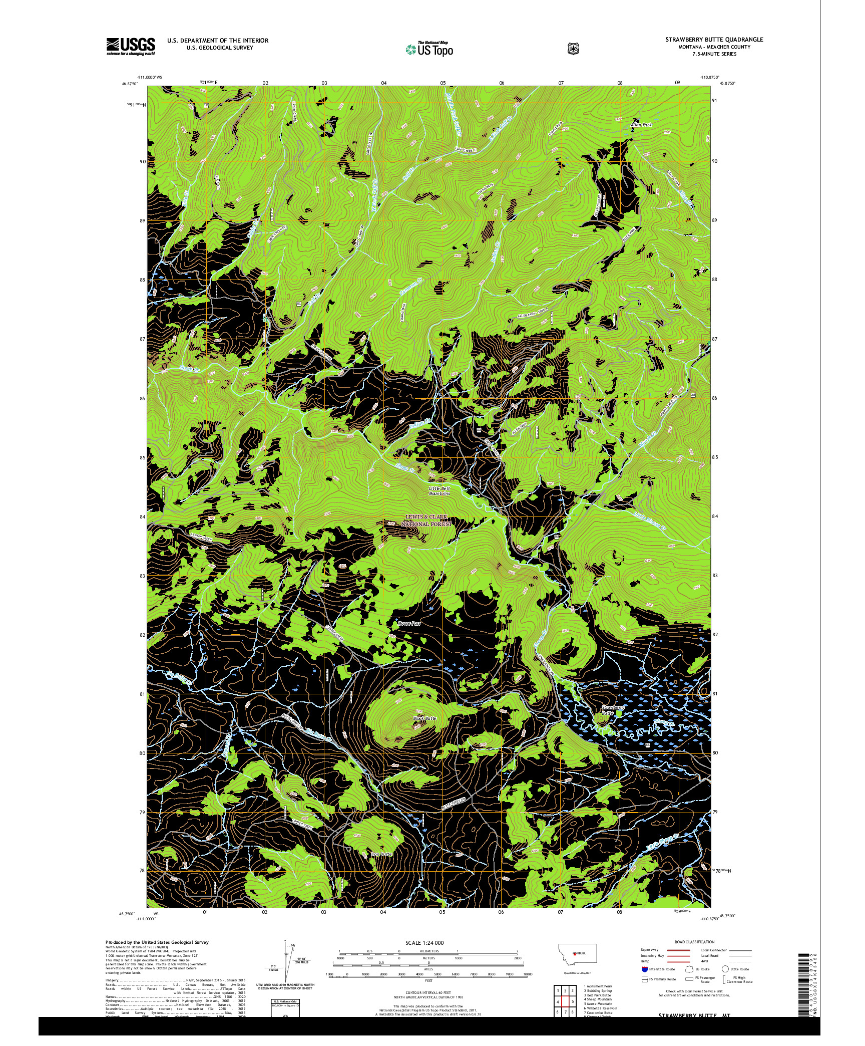 USGS US TOPO 7.5-MINUTE MAP FOR STRAWBERRY BUTTE, MT 2020