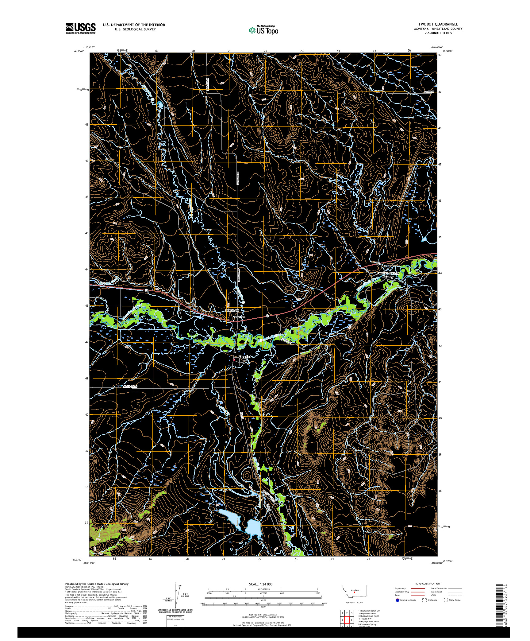 USGS US TOPO 7.5-MINUTE MAP FOR TWODOT, MT 2020