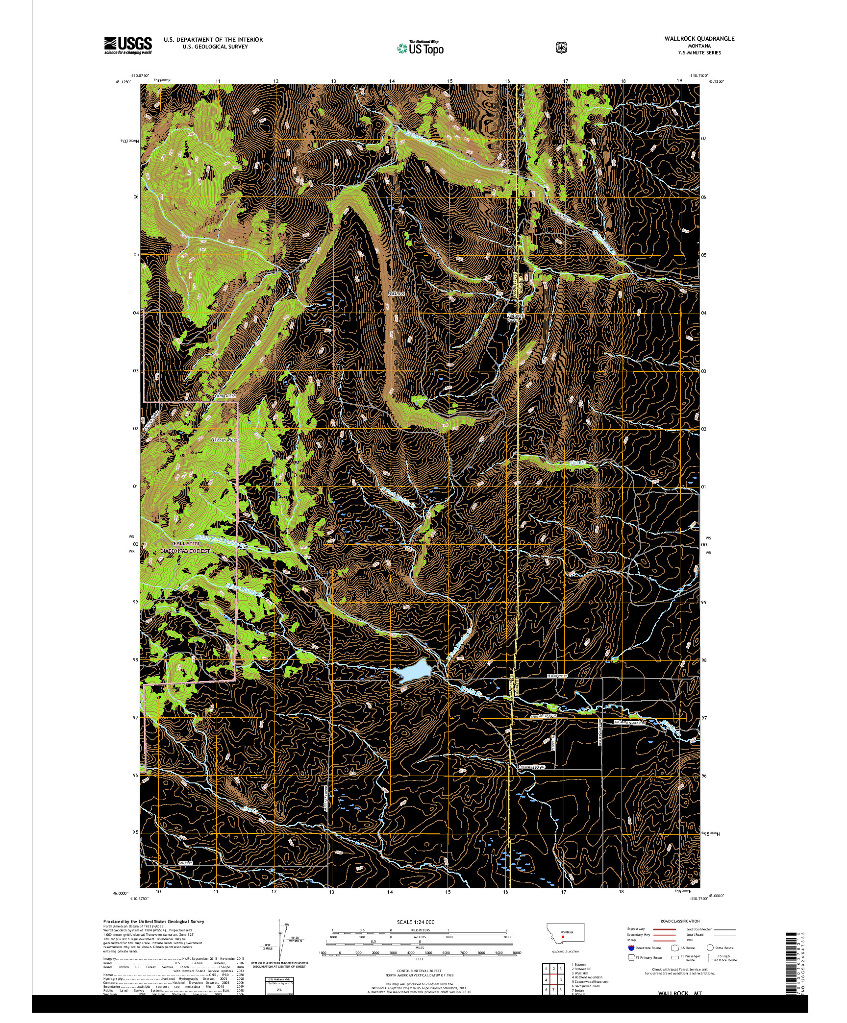 USGS US TOPO 7.5-MINUTE MAP FOR WALLROCK, MT 2020