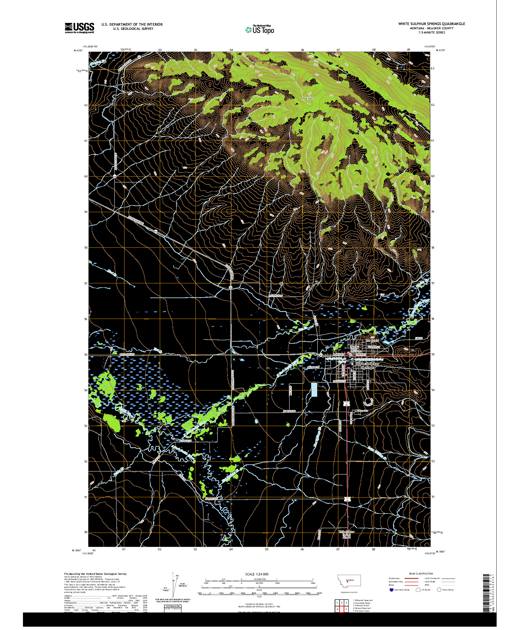 USGS US TOPO 7.5-MINUTE MAP FOR WHITE SULPHUR SPRINGS, MT 2020