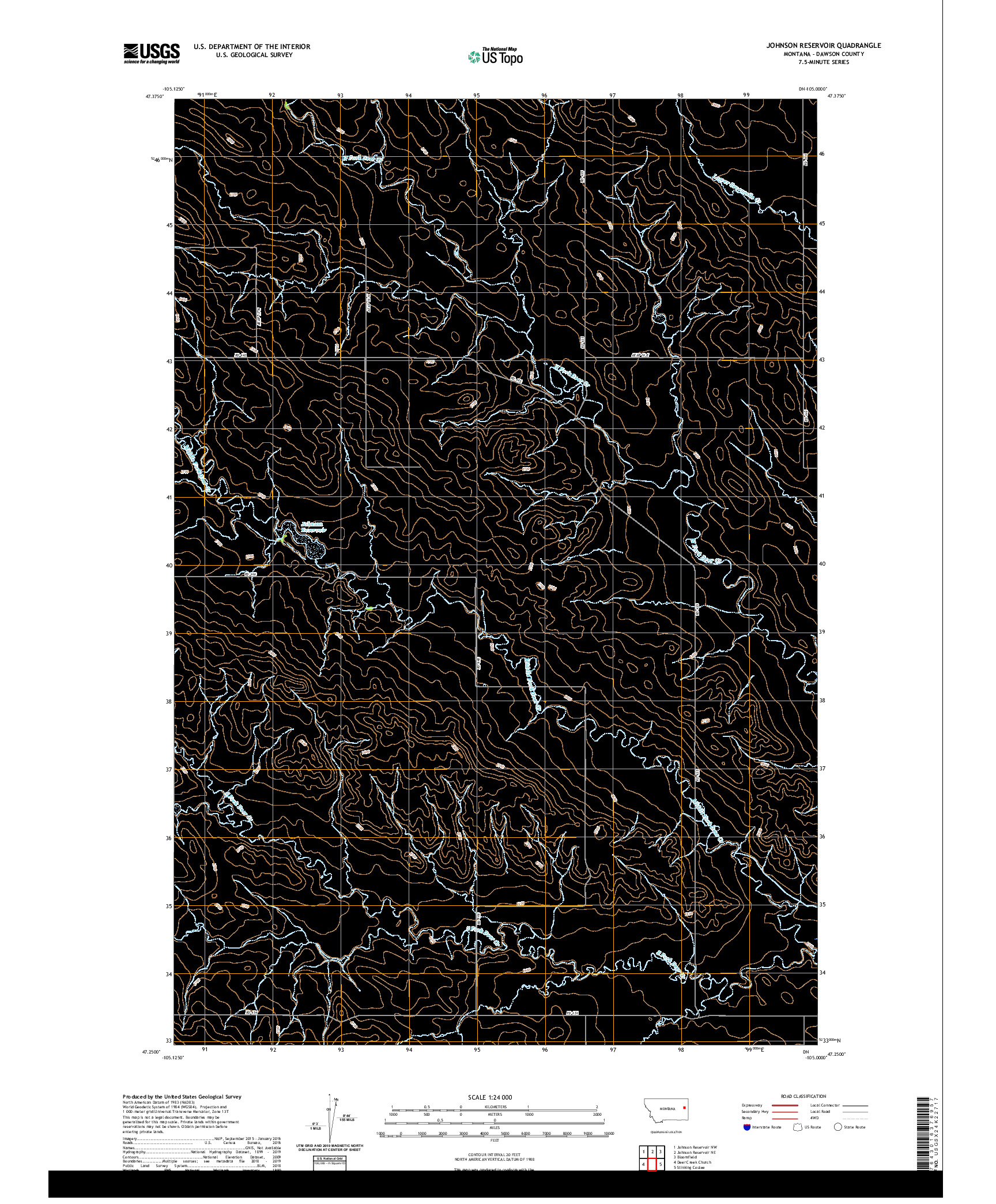 USGS US TOPO 7.5-MINUTE MAP FOR JOHNSON RESERVOIR, MT 2020