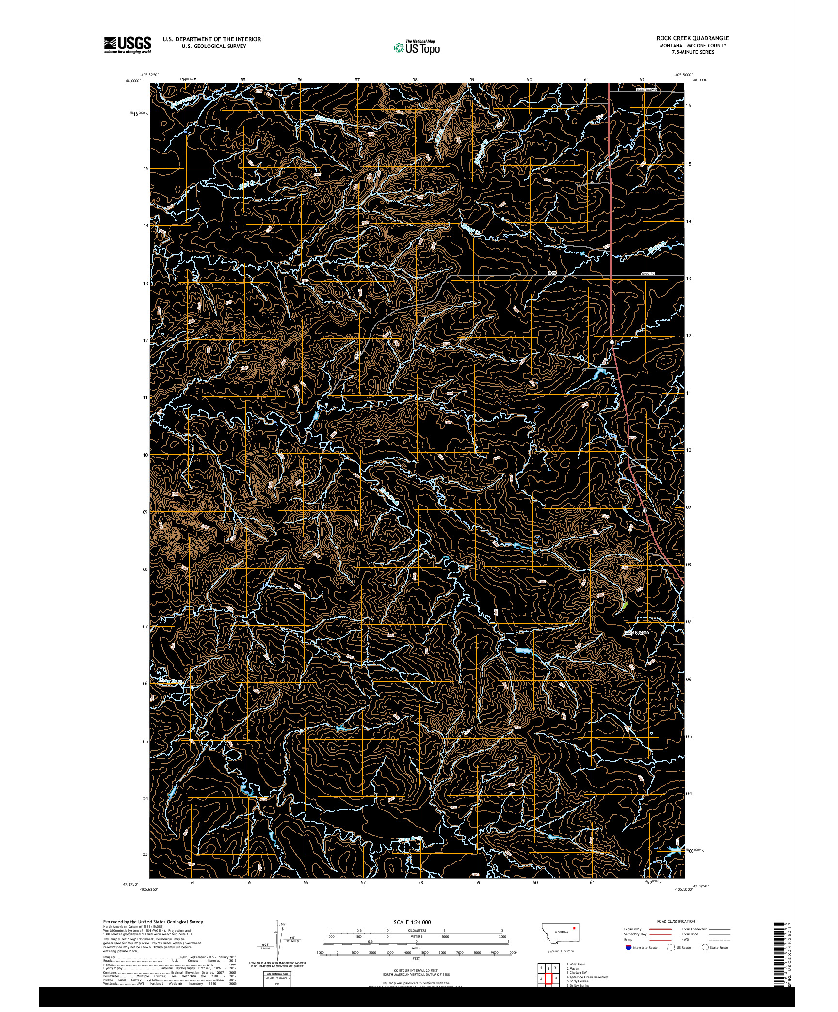 USGS US TOPO 7.5-MINUTE MAP FOR ROCK CREEK, MT 2020