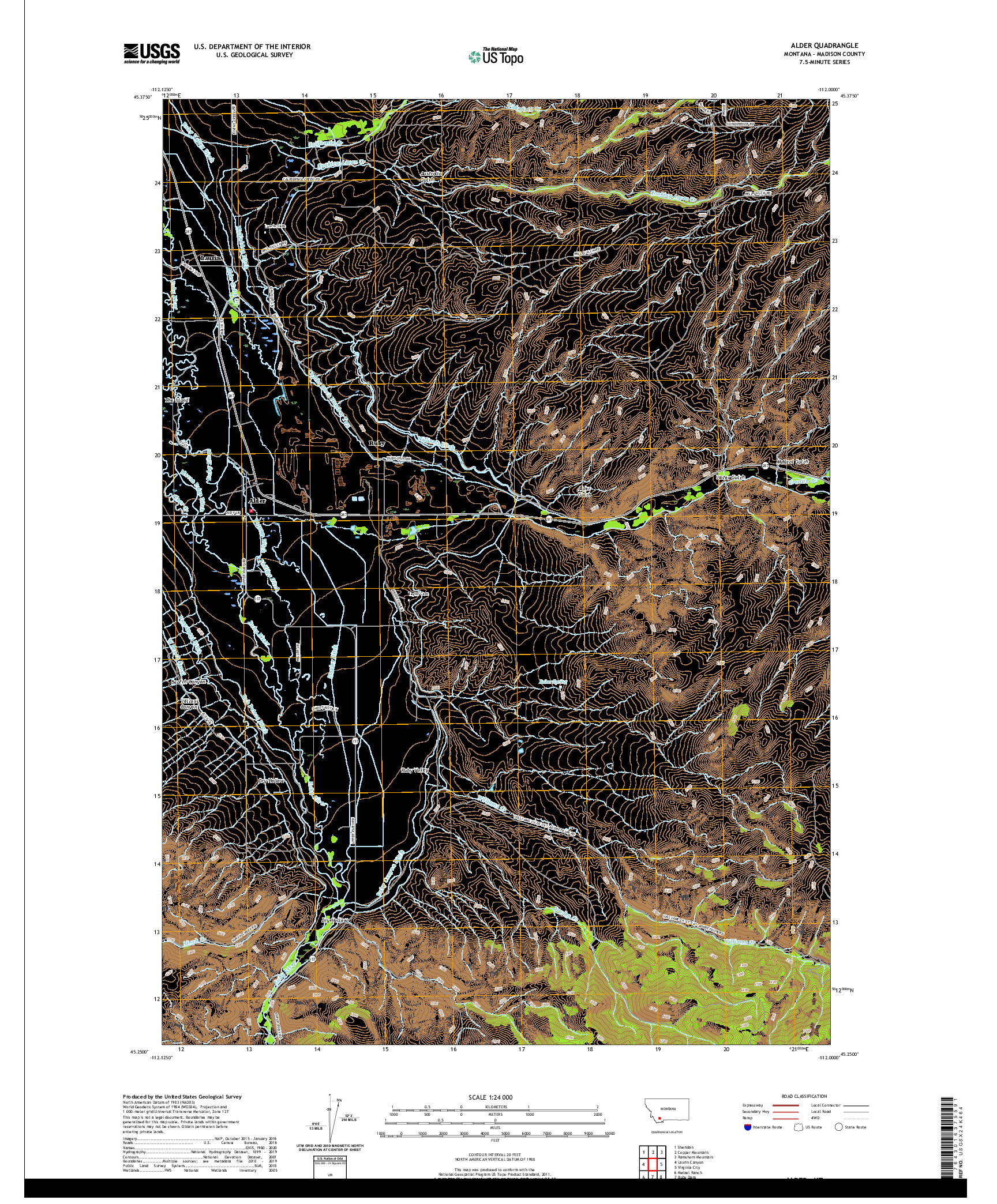 USGS US TOPO 7.5-MINUTE MAP FOR ALDER, MT 2020