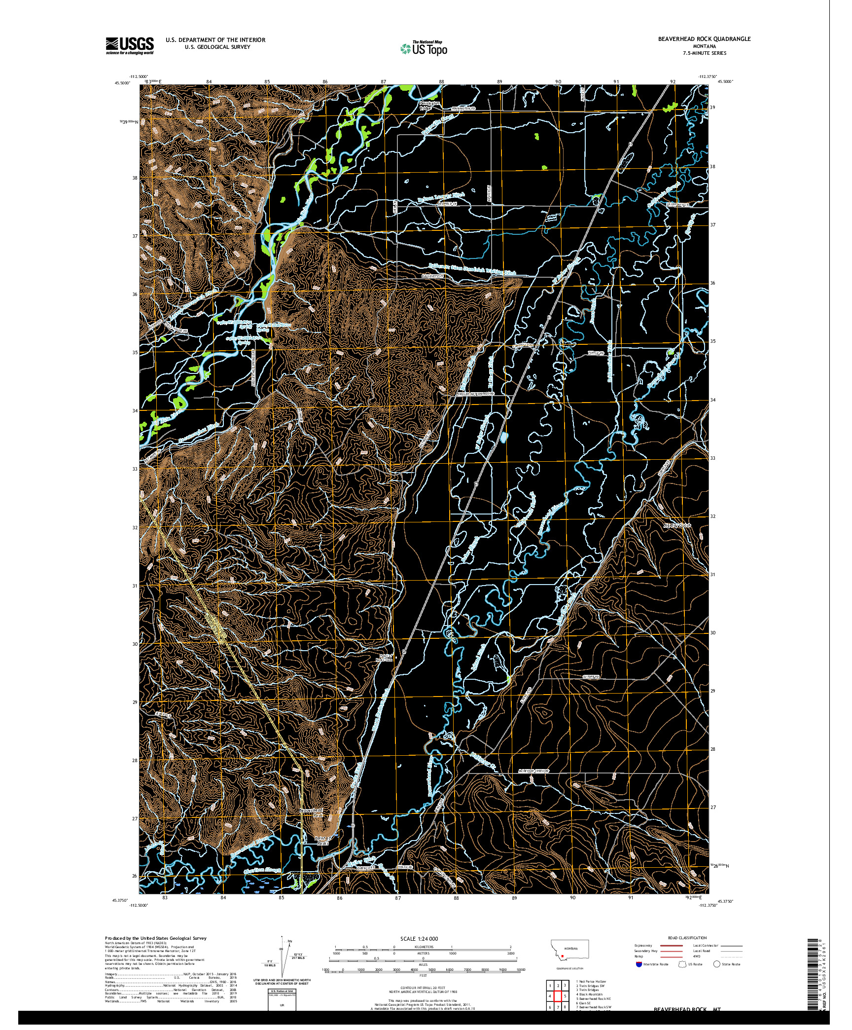 USGS US TOPO 7.5-MINUTE MAP FOR BEAVERHEAD ROCK, MT 2020