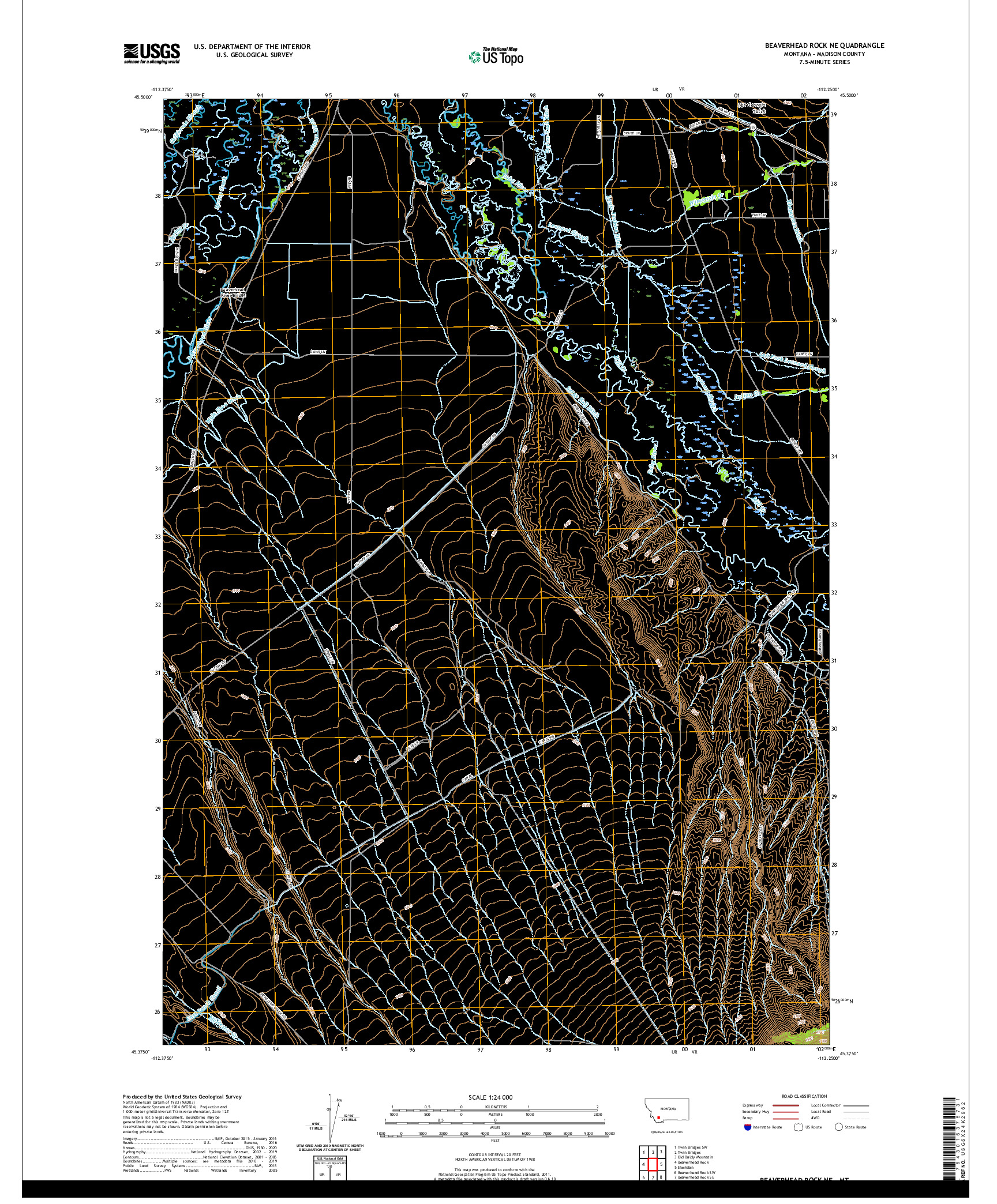 USGS US TOPO 7.5-MINUTE MAP FOR BEAVERHEAD ROCK NE, MT 2020