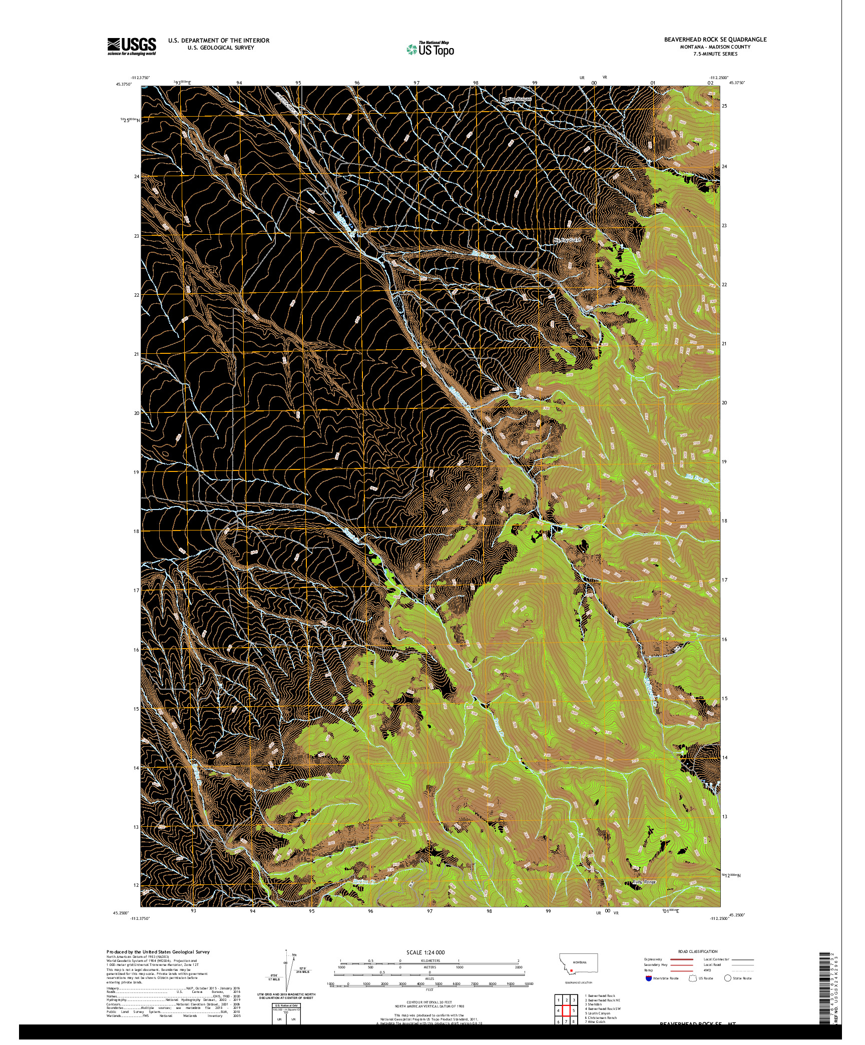 USGS US TOPO 7.5-MINUTE MAP FOR BEAVERHEAD ROCK SE, MT 2020