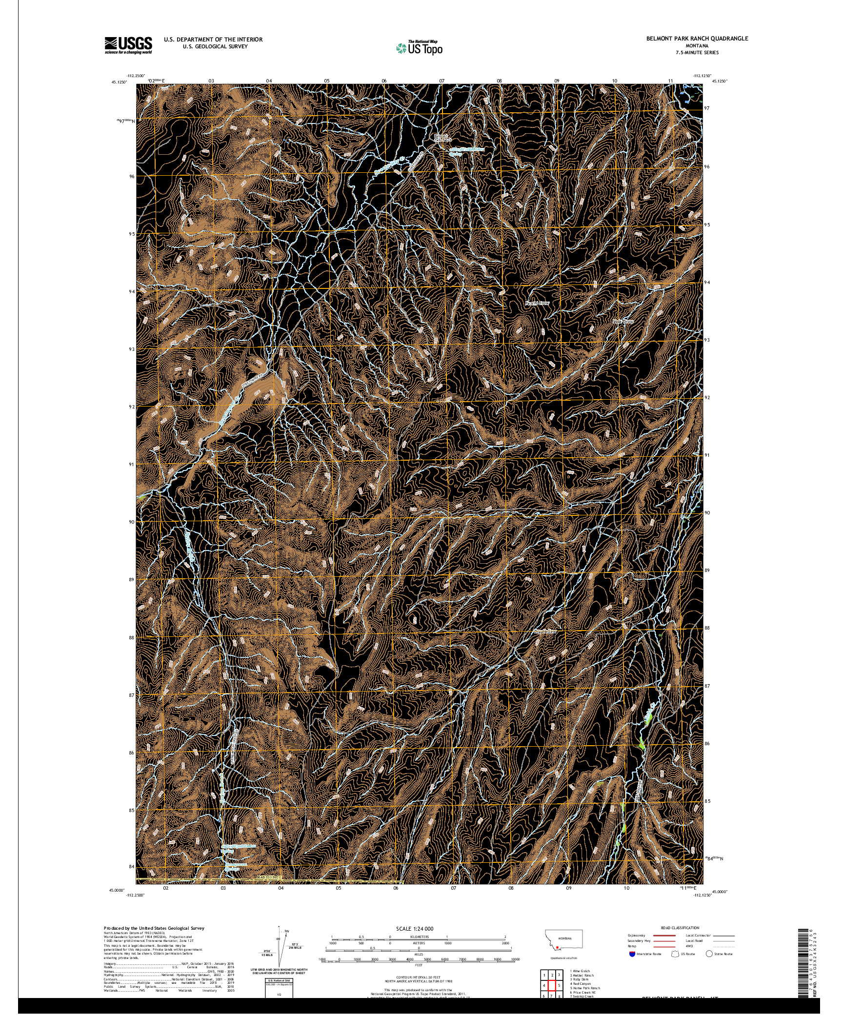 USGS US TOPO 7.5-MINUTE MAP FOR BELMONT PARK RANCH, MT 2020