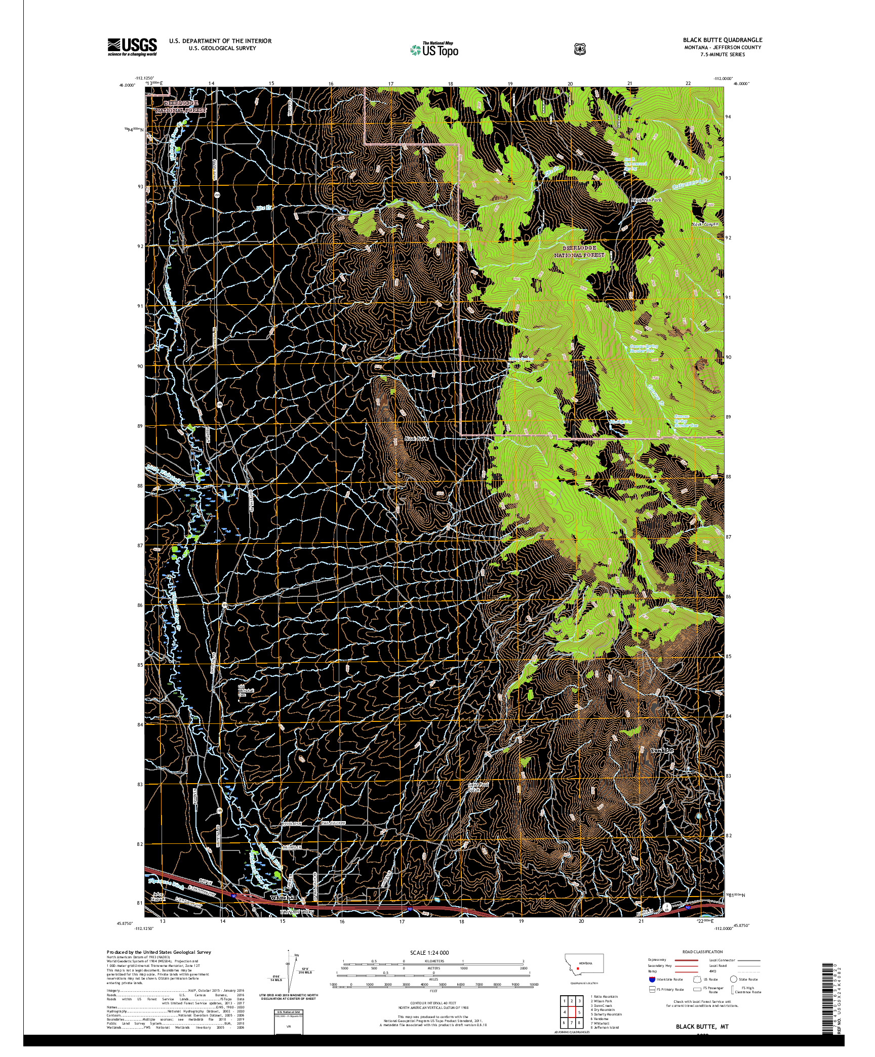 USGS US TOPO 7.5-MINUTE MAP FOR BLACK BUTTE, MT 2020
