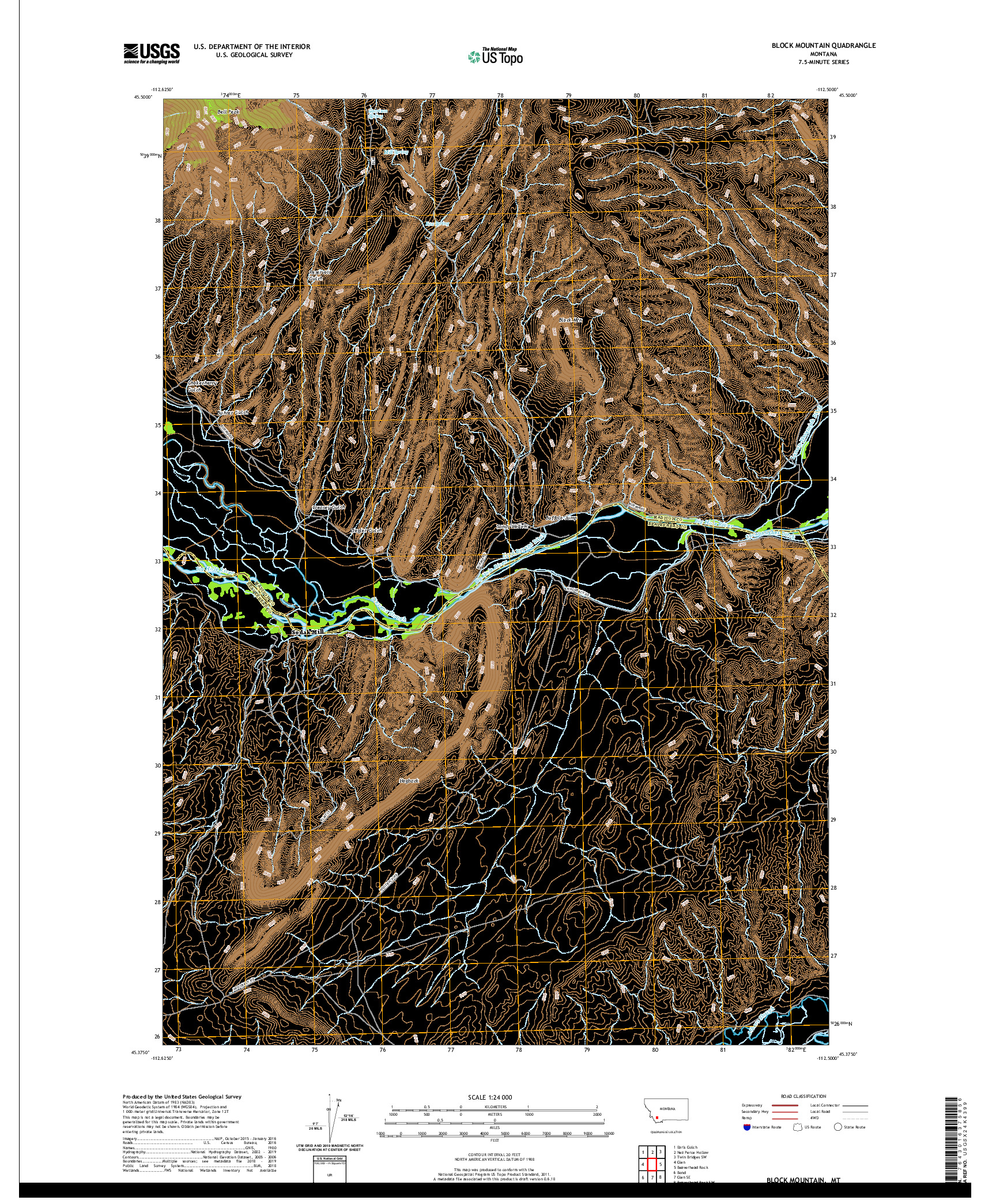 USGS US TOPO 7.5-MINUTE MAP FOR BLOCK MOUNTAIN, MT 2020