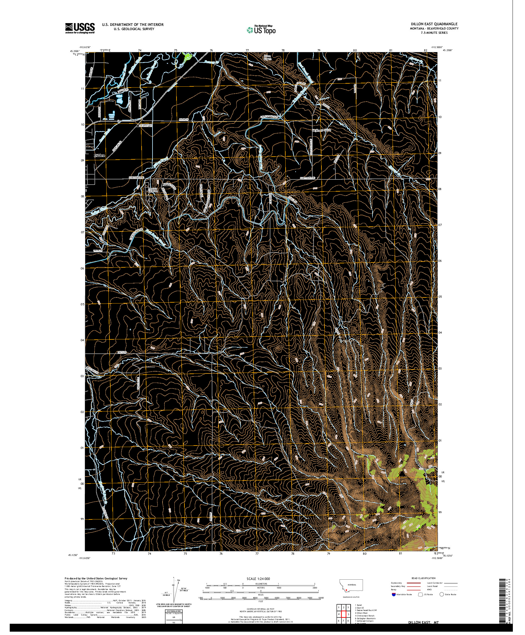 USGS US TOPO 7.5-MINUTE MAP FOR DILLON EAST, MT 2020