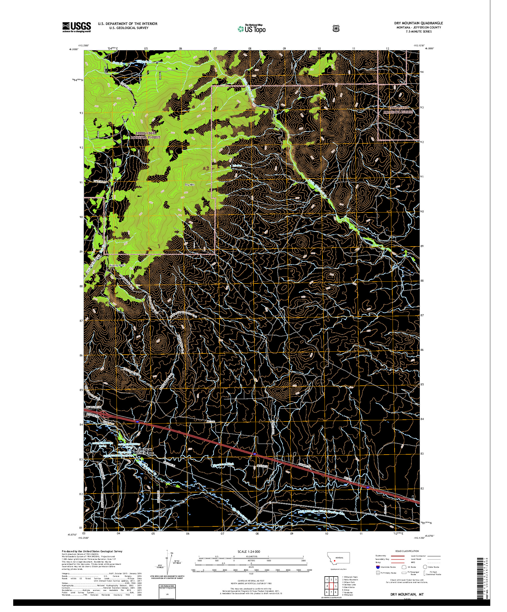 USGS US TOPO 7.5-MINUTE MAP FOR DRY MOUNTAIN, MT 2020