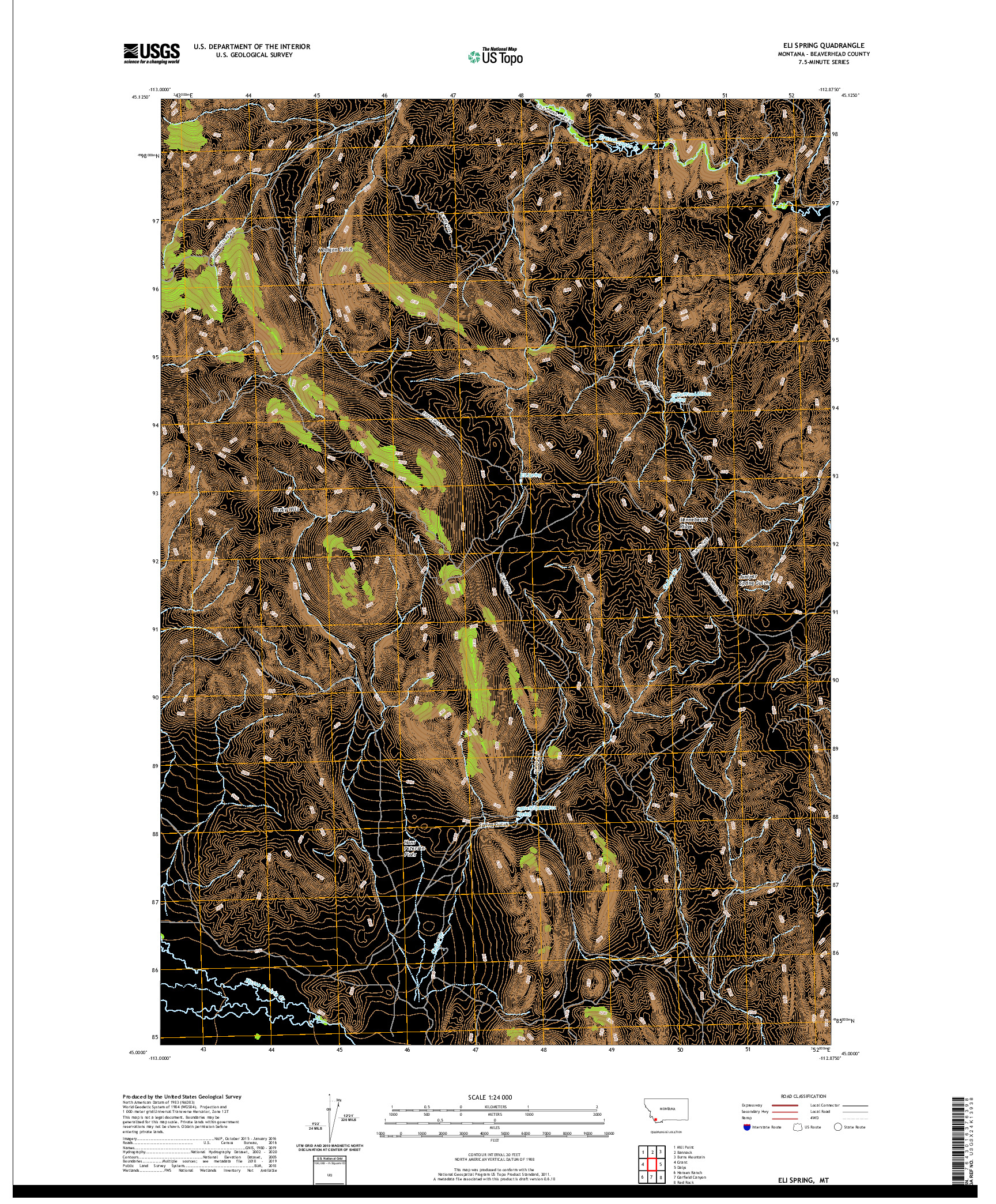 USGS US TOPO 7.5-MINUTE MAP FOR ELI SPRING, MT 2020