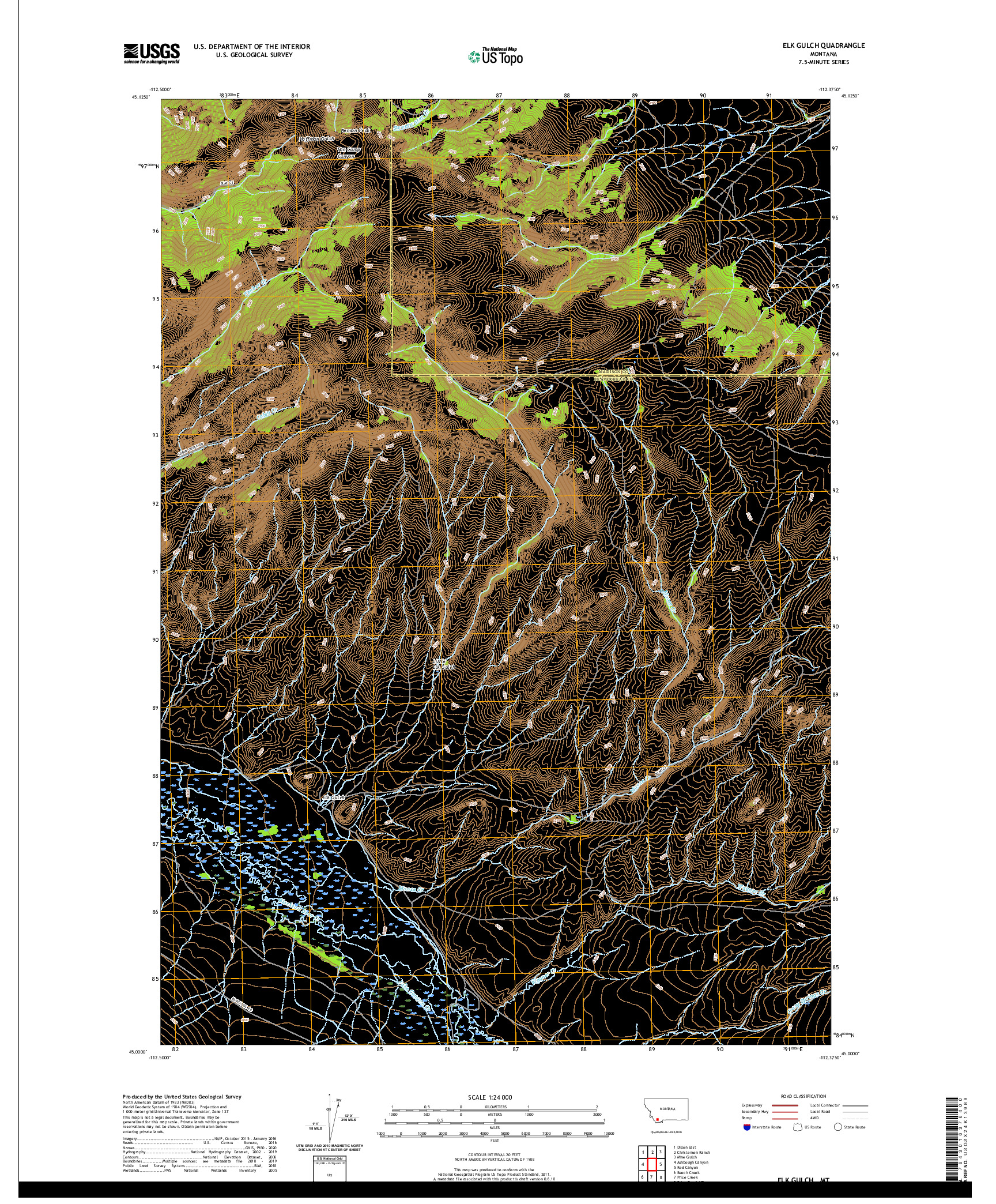 USGS US TOPO 7.5-MINUTE MAP FOR ELK GULCH, MT 2020