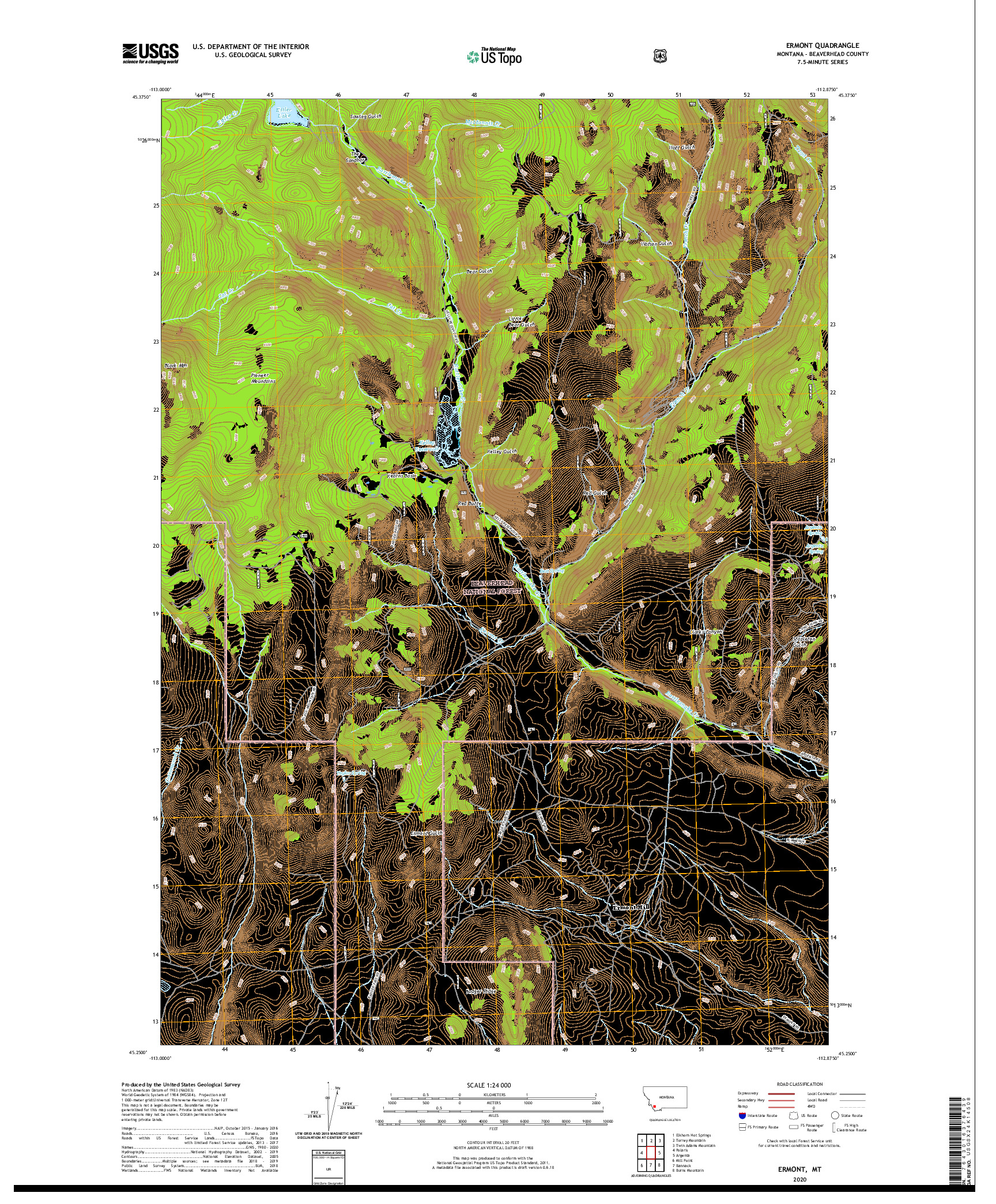 USGS US TOPO 7.5-MINUTE MAP FOR ERMONT, MT 2020