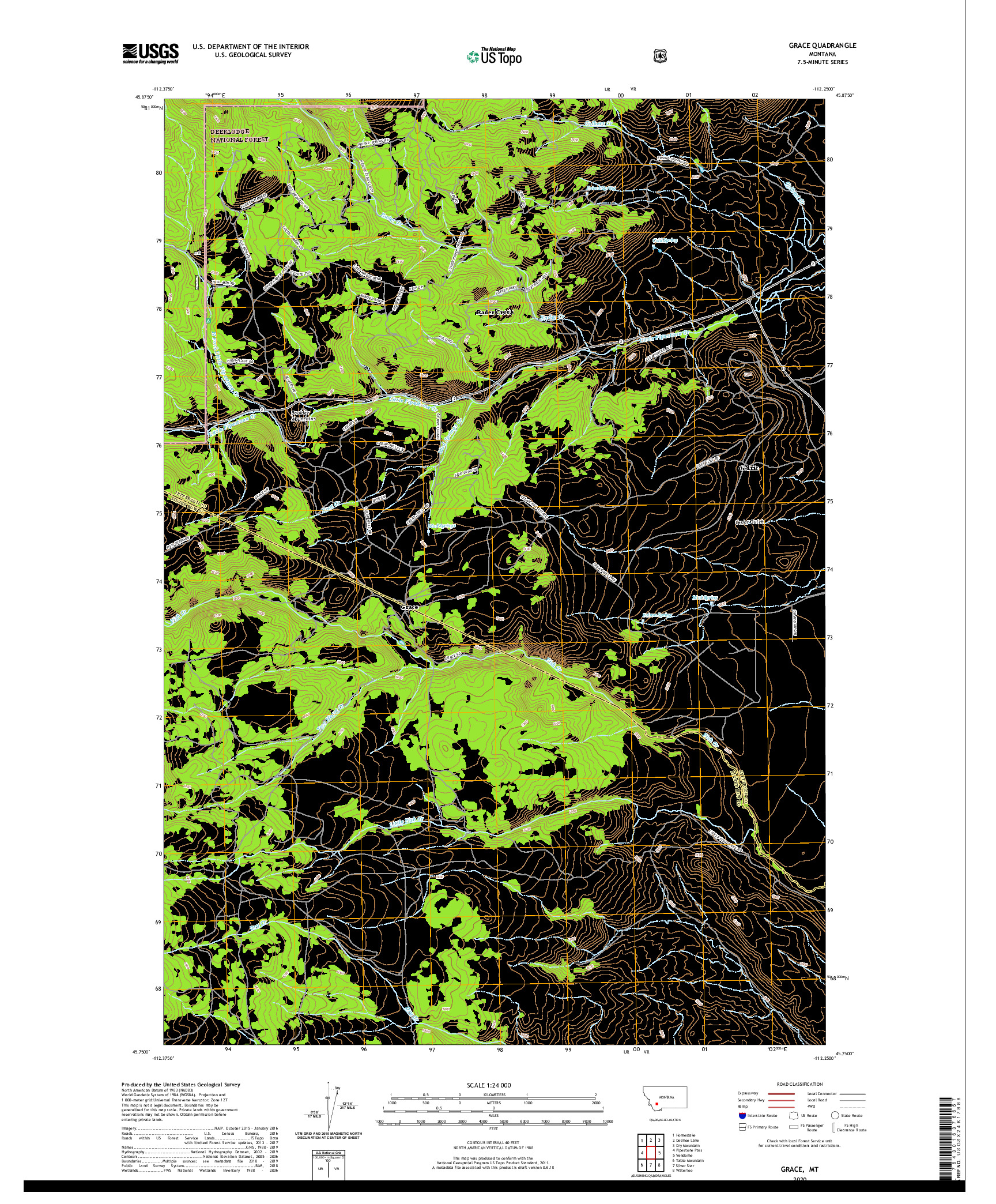 USGS US TOPO 7.5-MINUTE MAP FOR GRACE, MT 2020