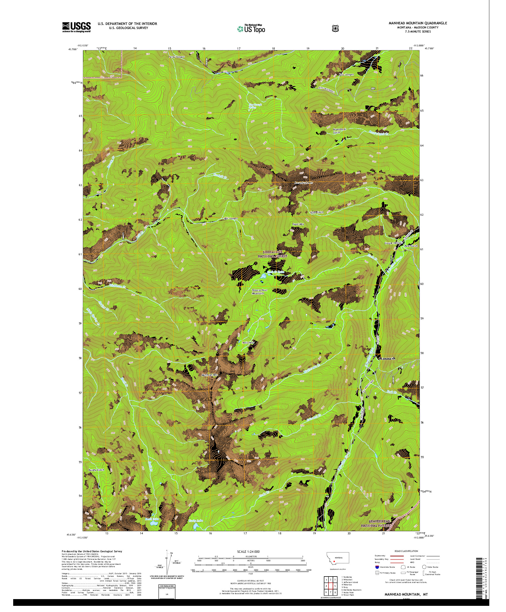 USGS US TOPO 7.5-MINUTE MAP FOR MANHEAD MOUNTAIN, MT 2020