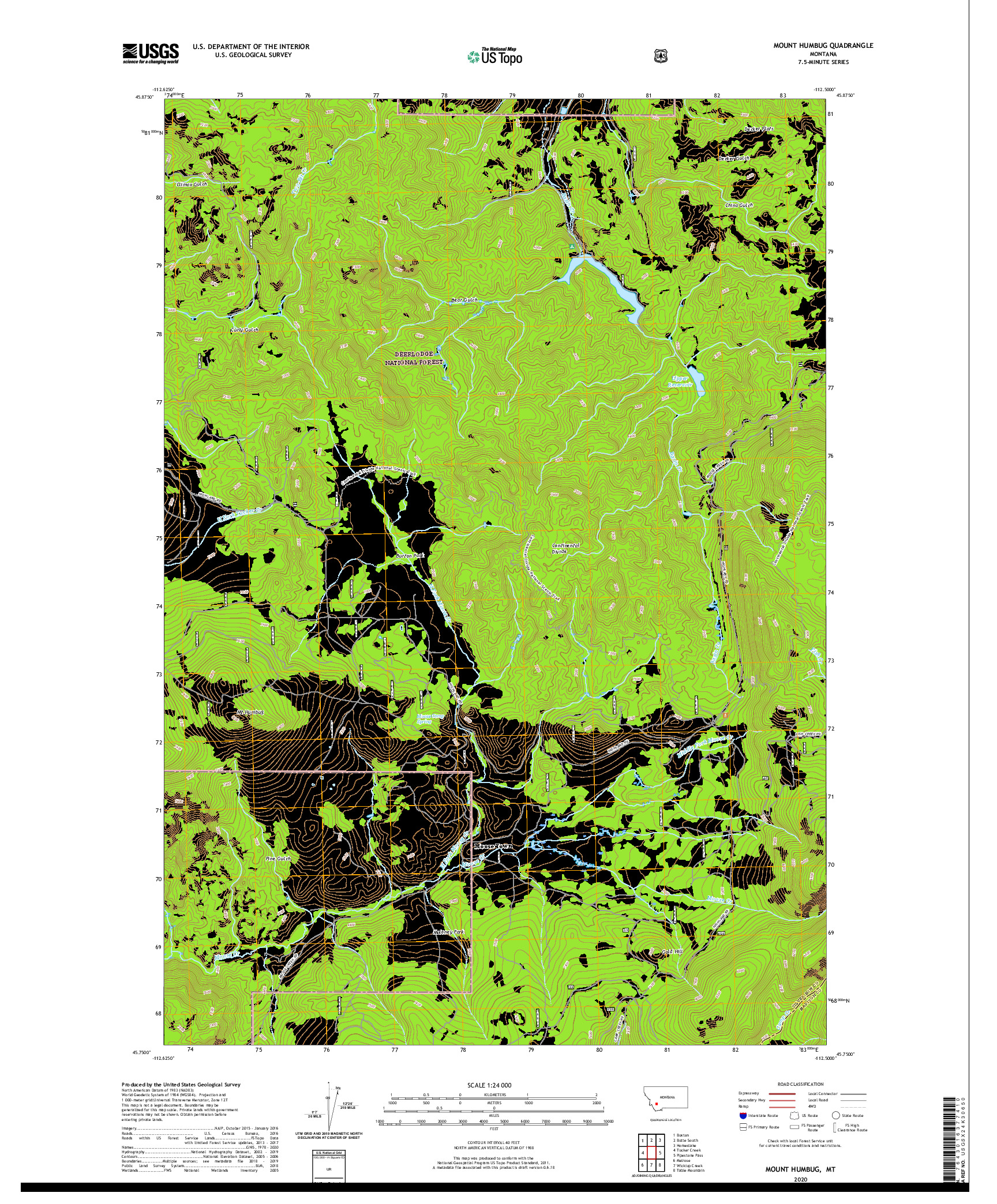 USGS US TOPO 7.5-MINUTE MAP FOR MOUNT HUMBUG, MT 2020