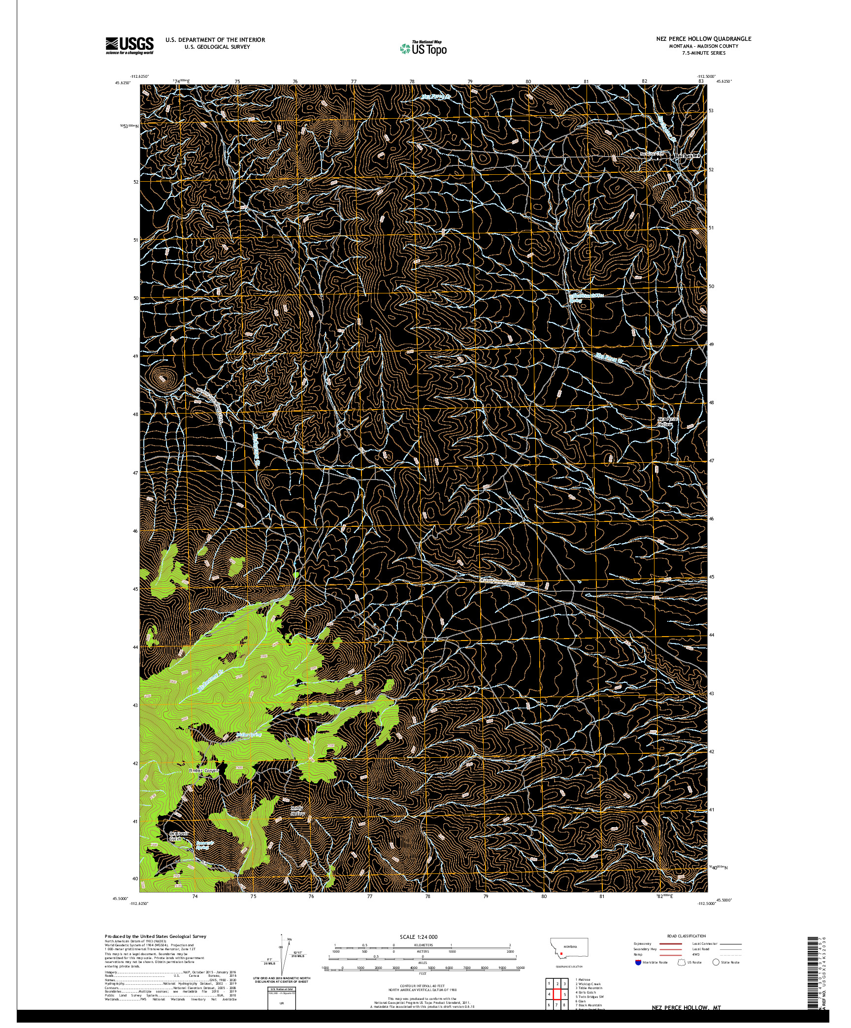 USGS US TOPO 7.5-MINUTE MAP FOR NEZ PERCE HOLLOW, MT 2020