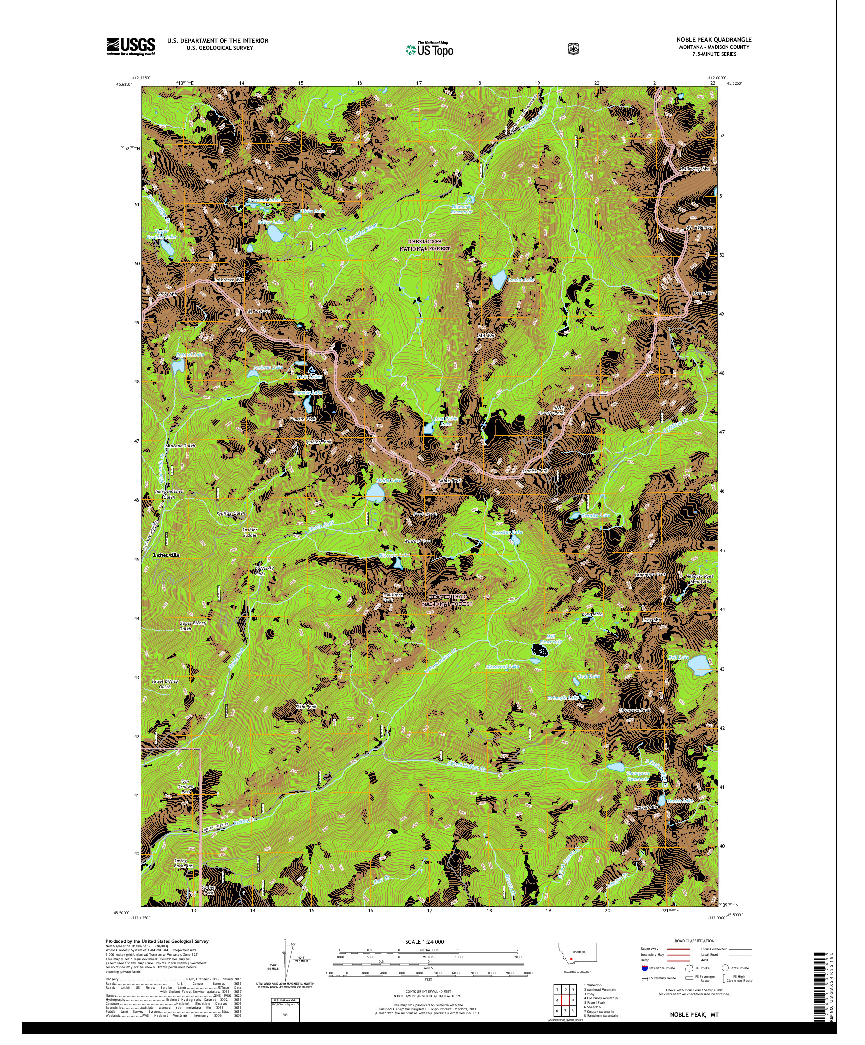 USGS US TOPO 7.5-MINUTE MAP FOR NOBLE PEAK, MT 2020