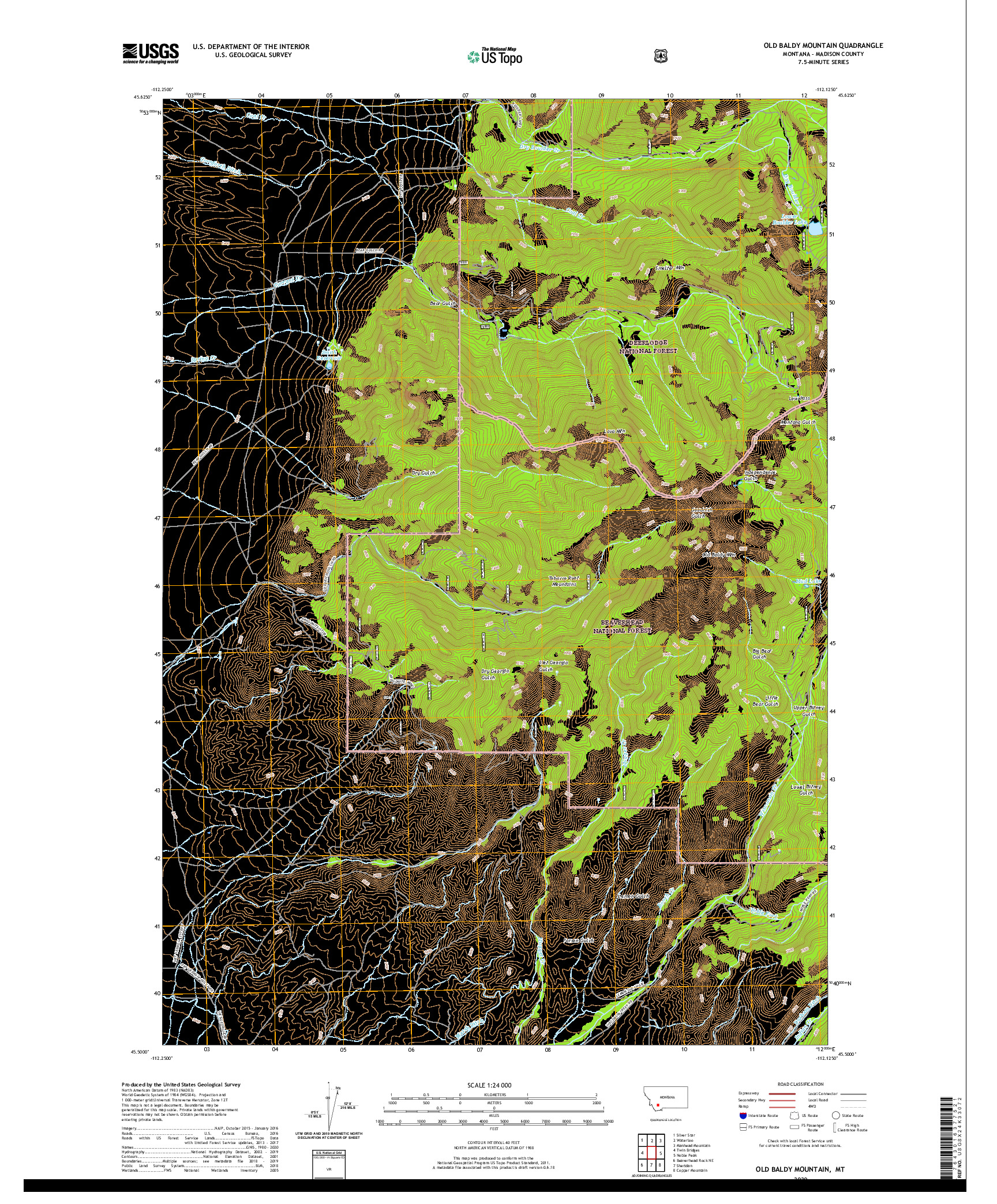 USGS US TOPO 7.5-MINUTE MAP FOR OLD BALDY MOUNTAIN, MT 2020