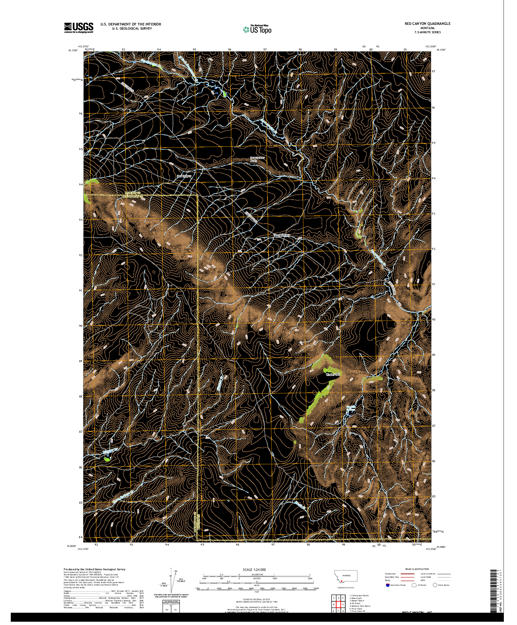USGS US TOPO 7.5-MINUTE MAP FOR RED CANYON, MT 2020