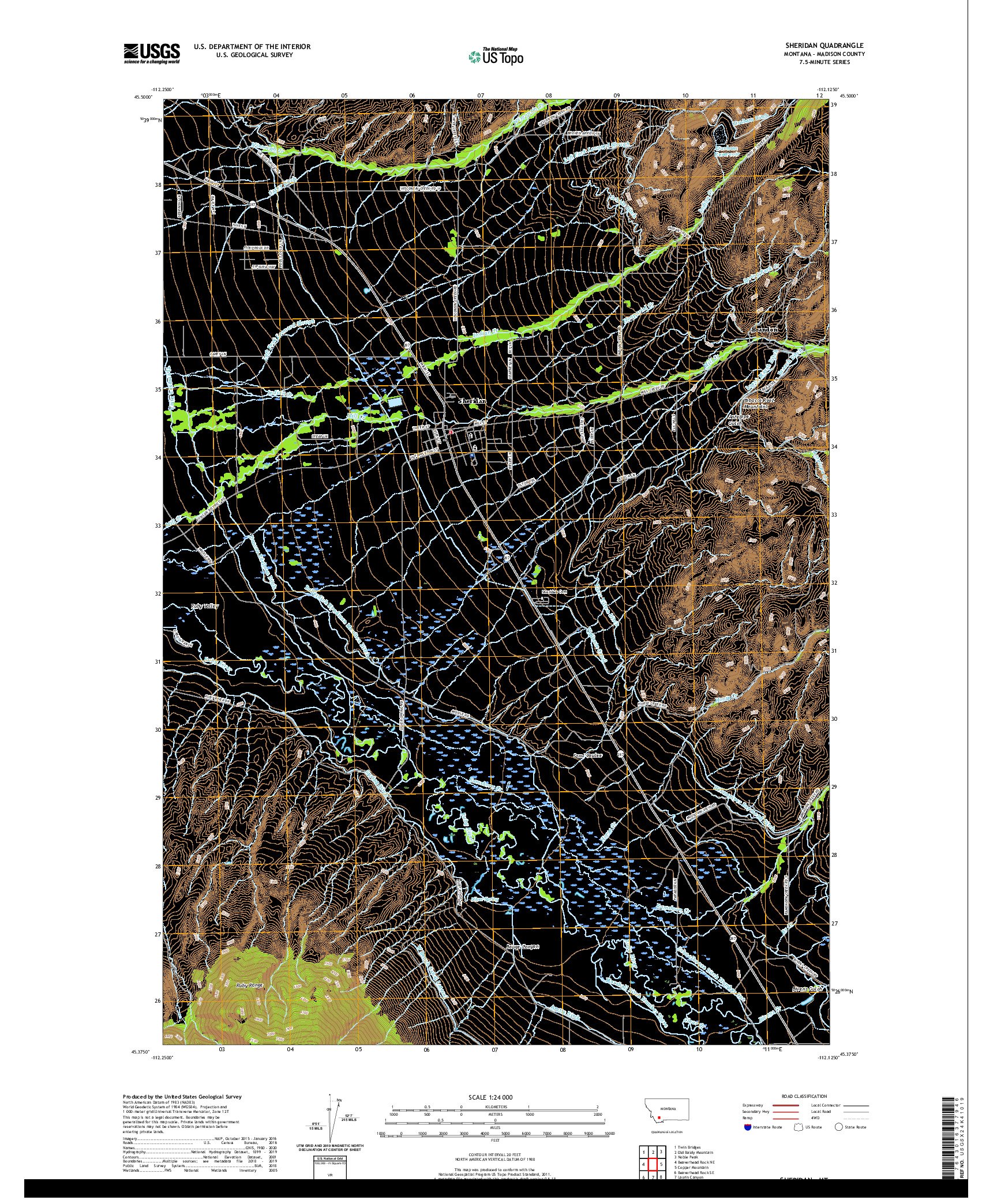 USGS US TOPO 7.5-MINUTE MAP FOR SHERIDAN, MT 2020