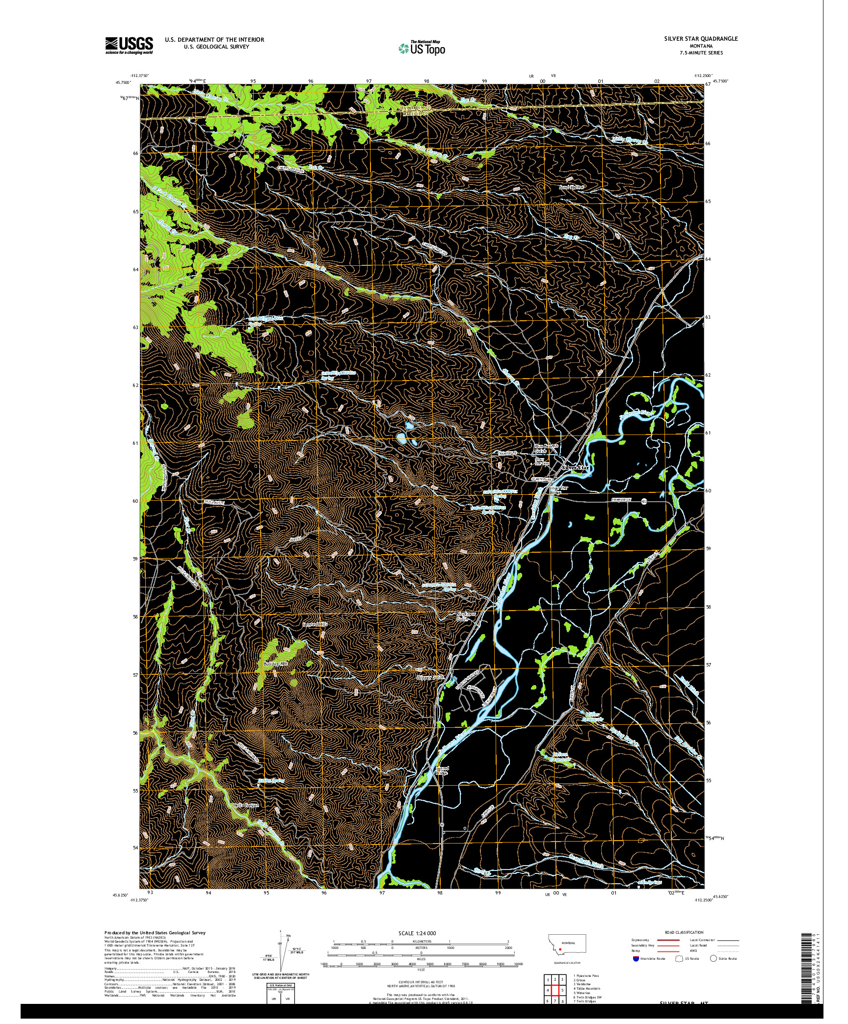 USGS US TOPO 7.5-MINUTE MAP FOR SILVER STAR, MT 2020