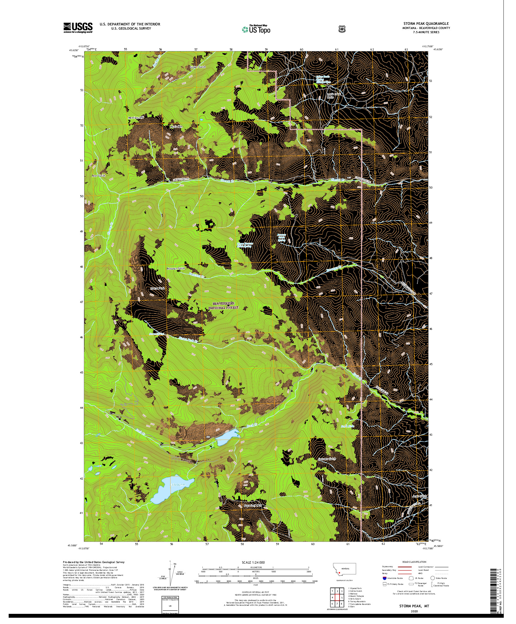 USGS US TOPO 7.5-MINUTE MAP FOR STORM PEAK, MT 2020