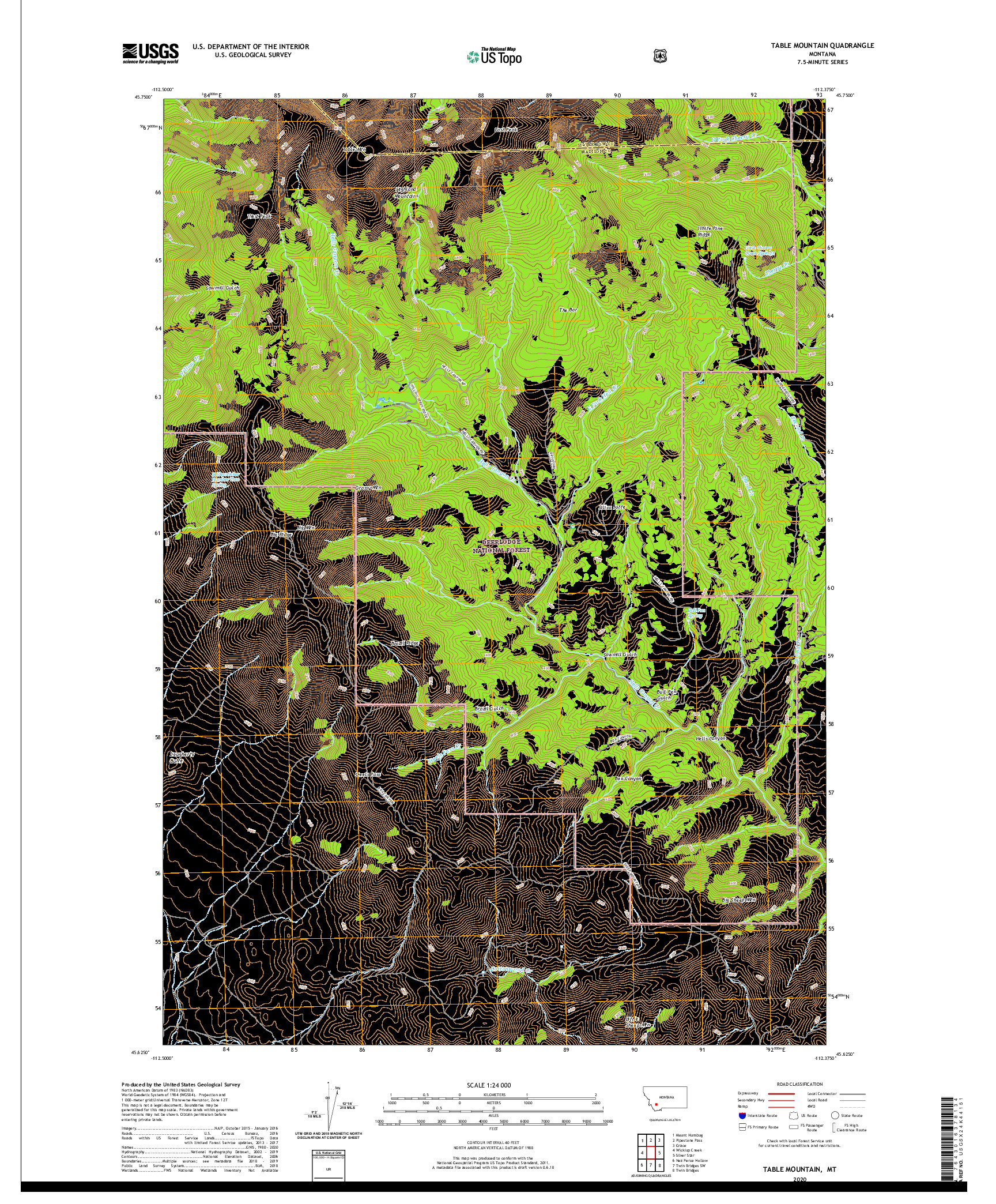 USGS US TOPO 7.5-MINUTE MAP FOR TABLE MOUNTAIN, MT 2020