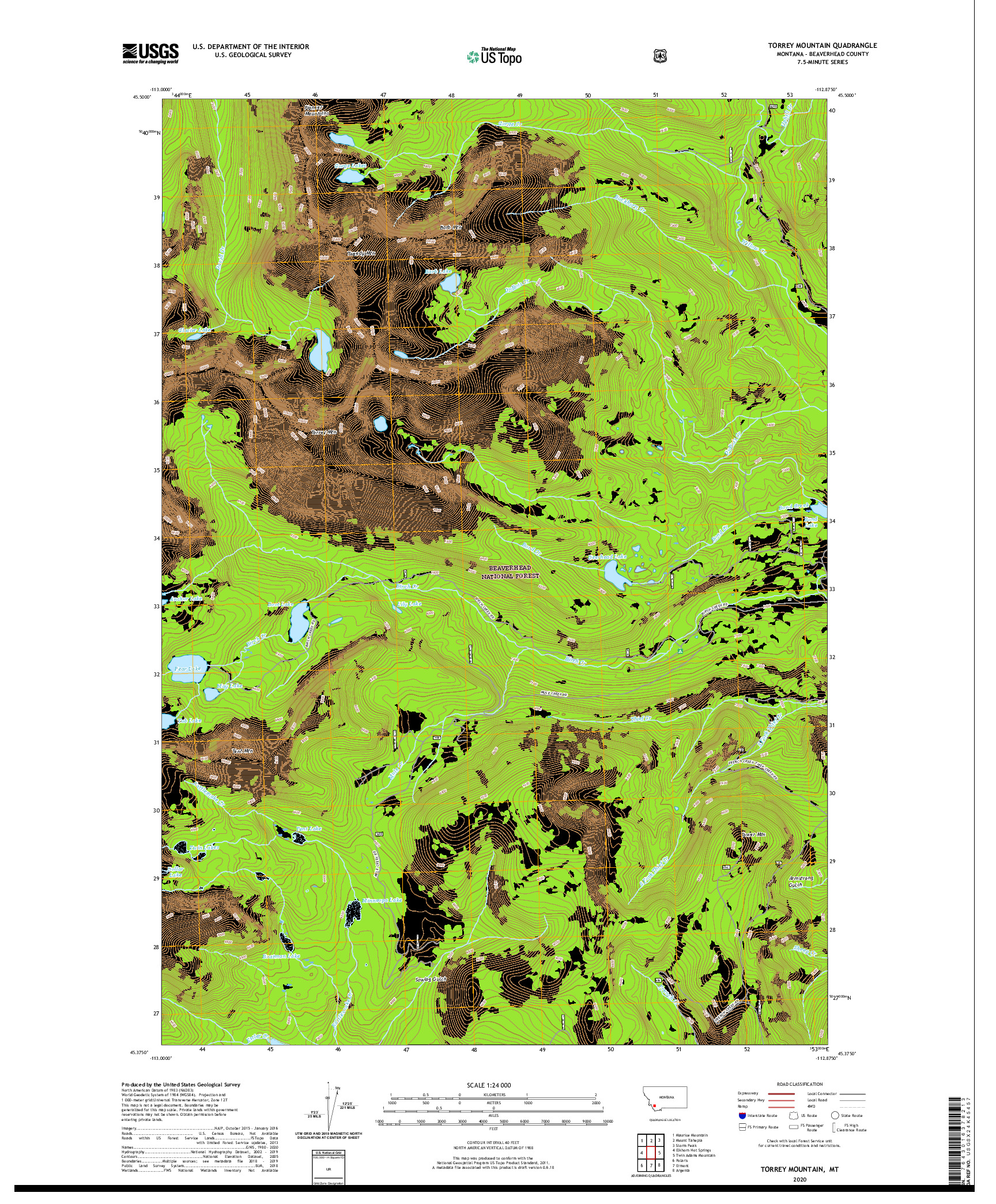 USGS US TOPO 7.5-MINUTE MAP FOR TORREY MOUNTAIN, MT 2020