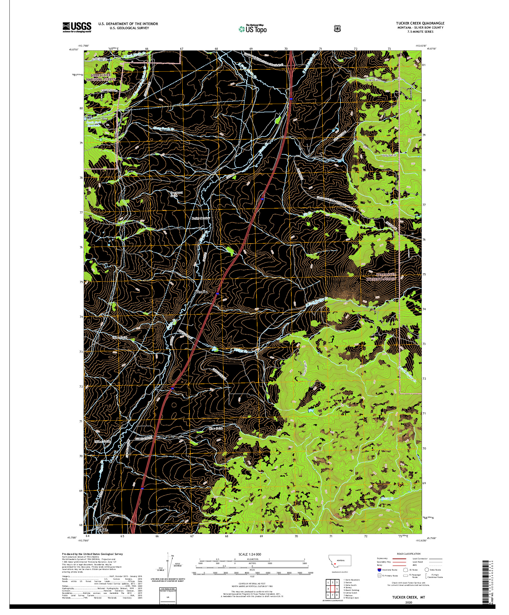 USGS US TOPO 7.5-MINUTE MAP FOR TUCKER CREEK, MT 2020