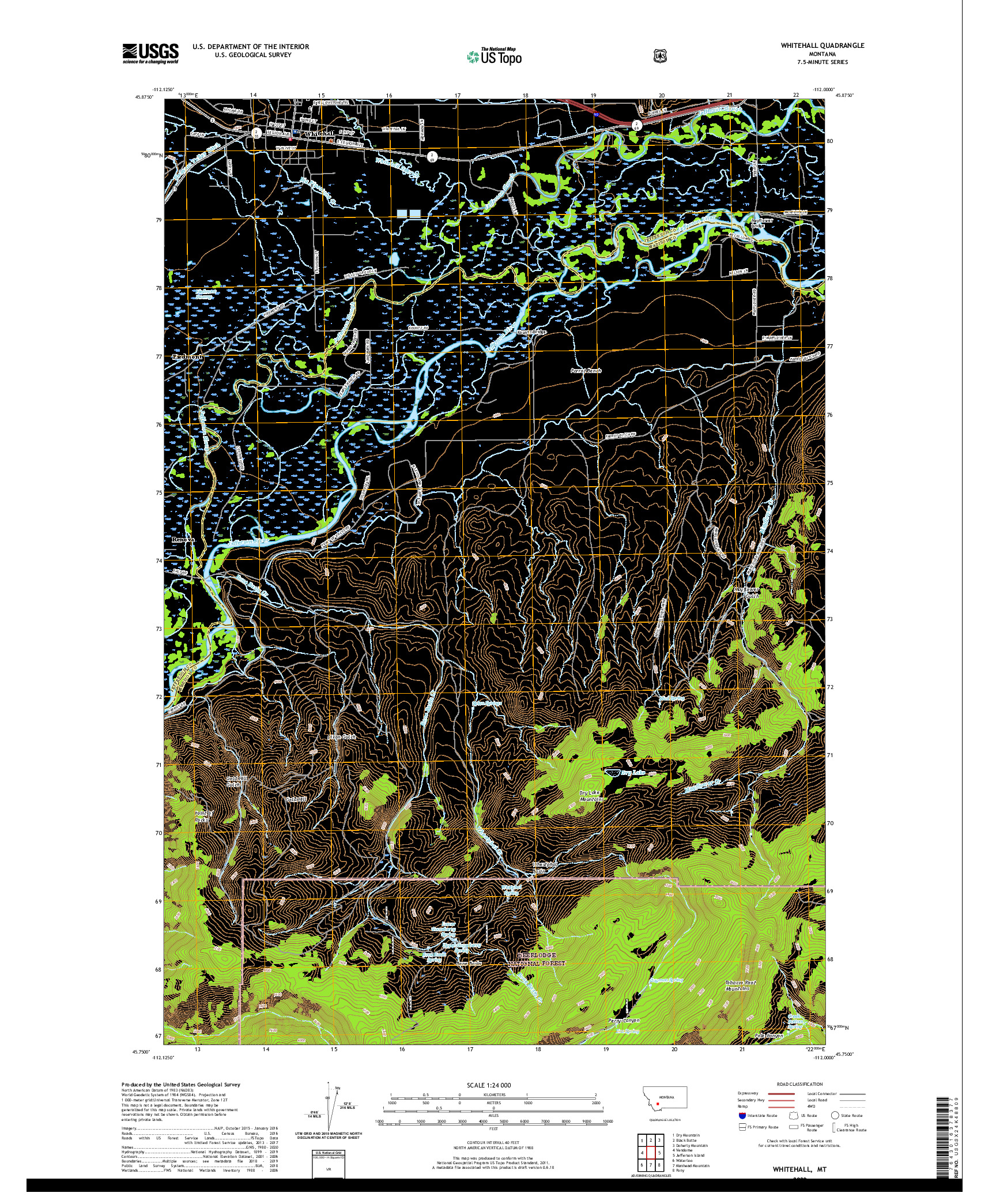 USGS US TOPO 7.5-MINUTE MAP FOR WHITEHALL, MT 2020
